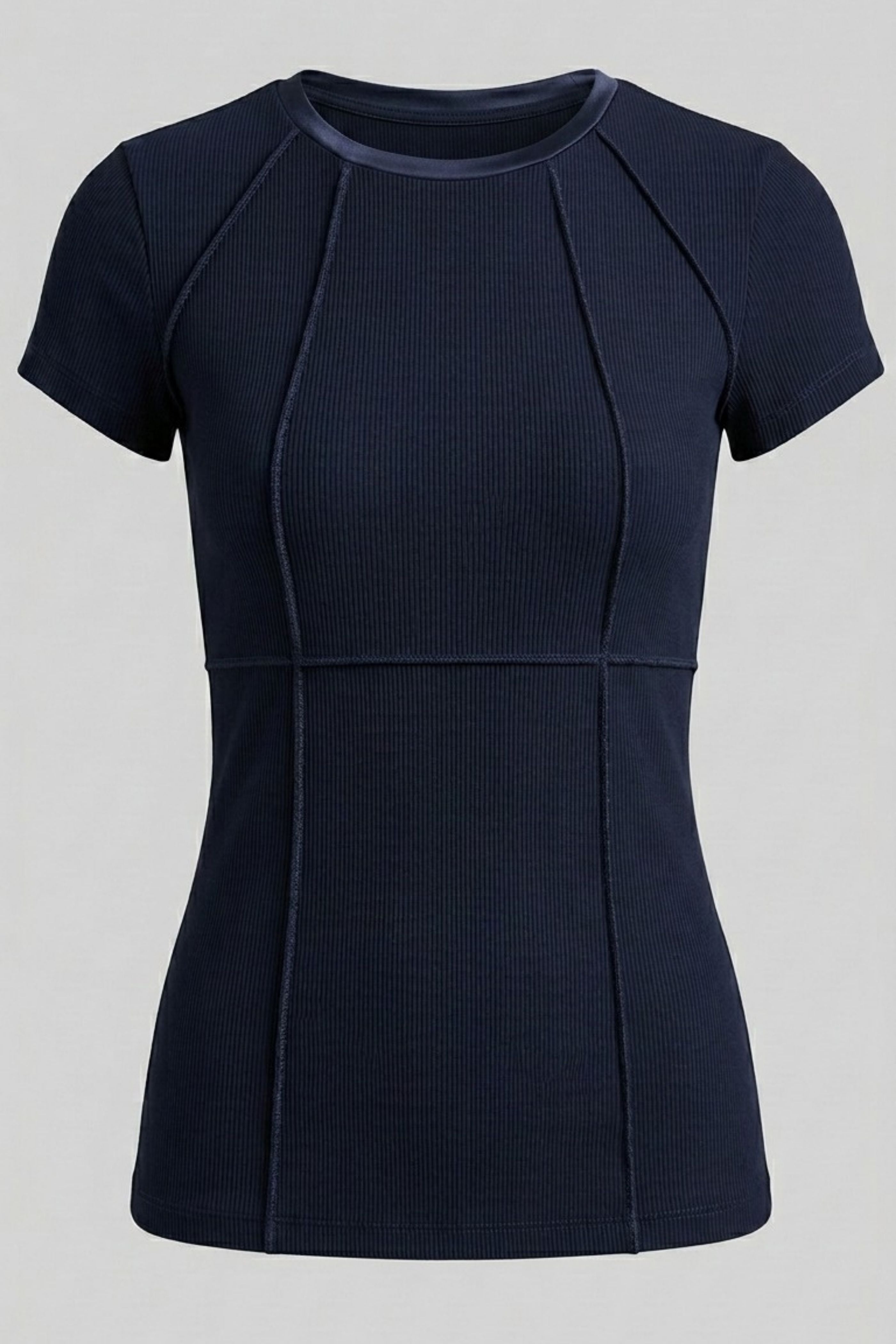 Short Sleeve Celeste Rib Top with Seam Shaping
