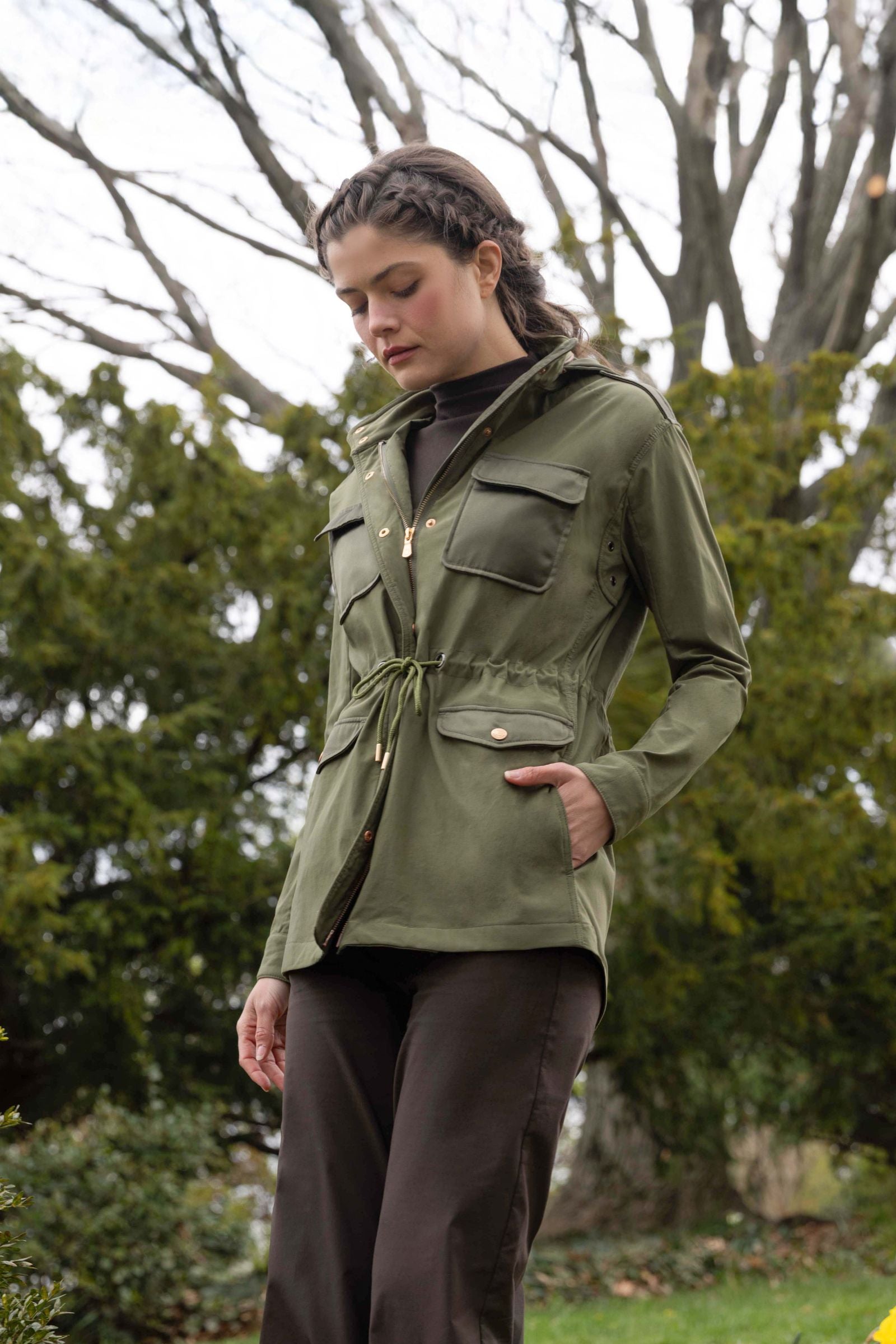 Courtney Mid Weight and Satin Oversized Utility Jacket