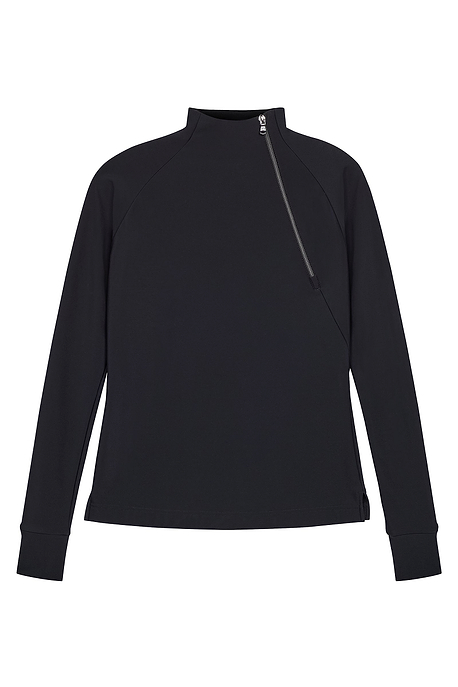 Cozy Lessie Performance Cozy Jacket w/ Asymmetrical Zipper in Black