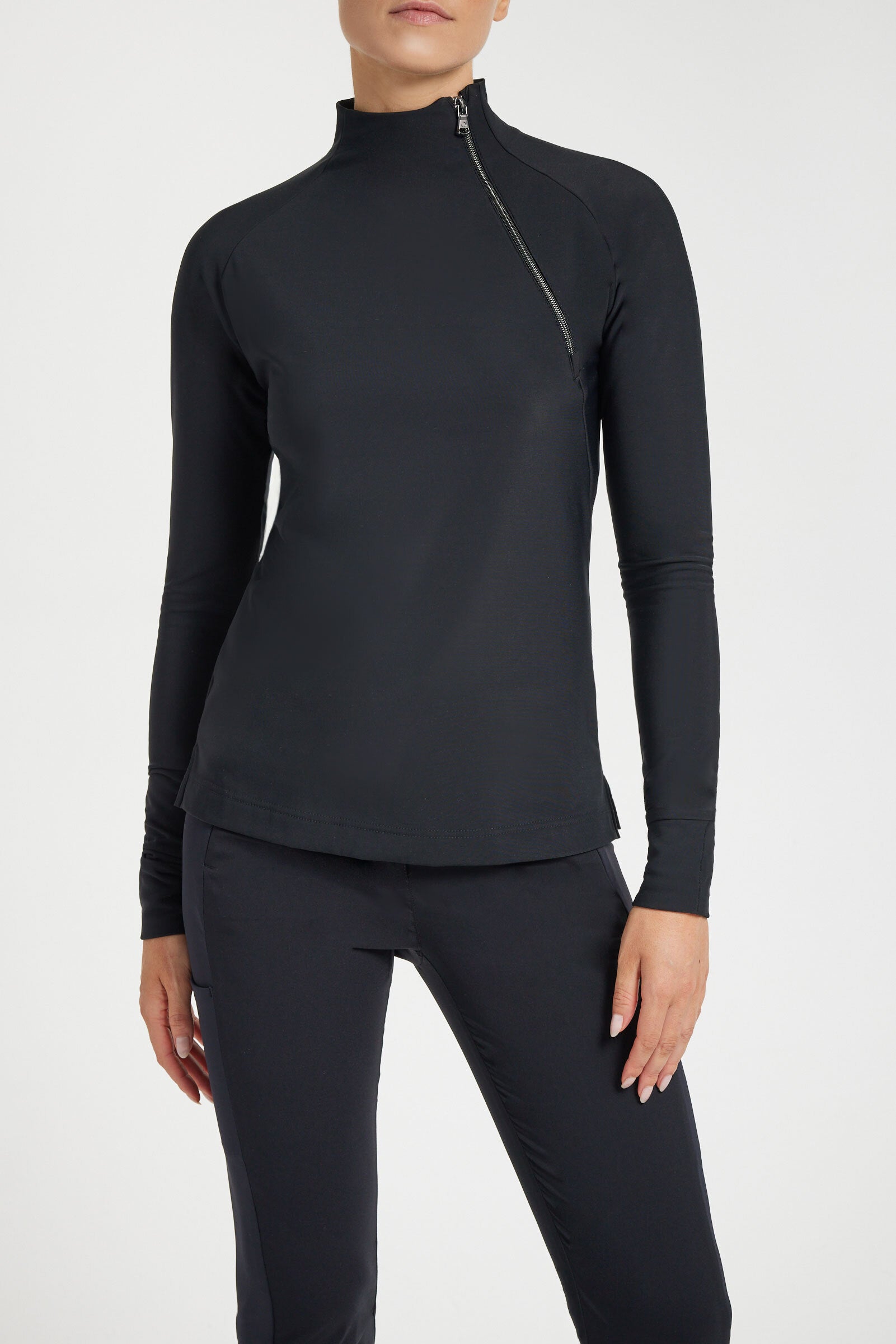 Cozy Lessie Performance Cozy Jacket w/ Asymmetrical Zipper in Black