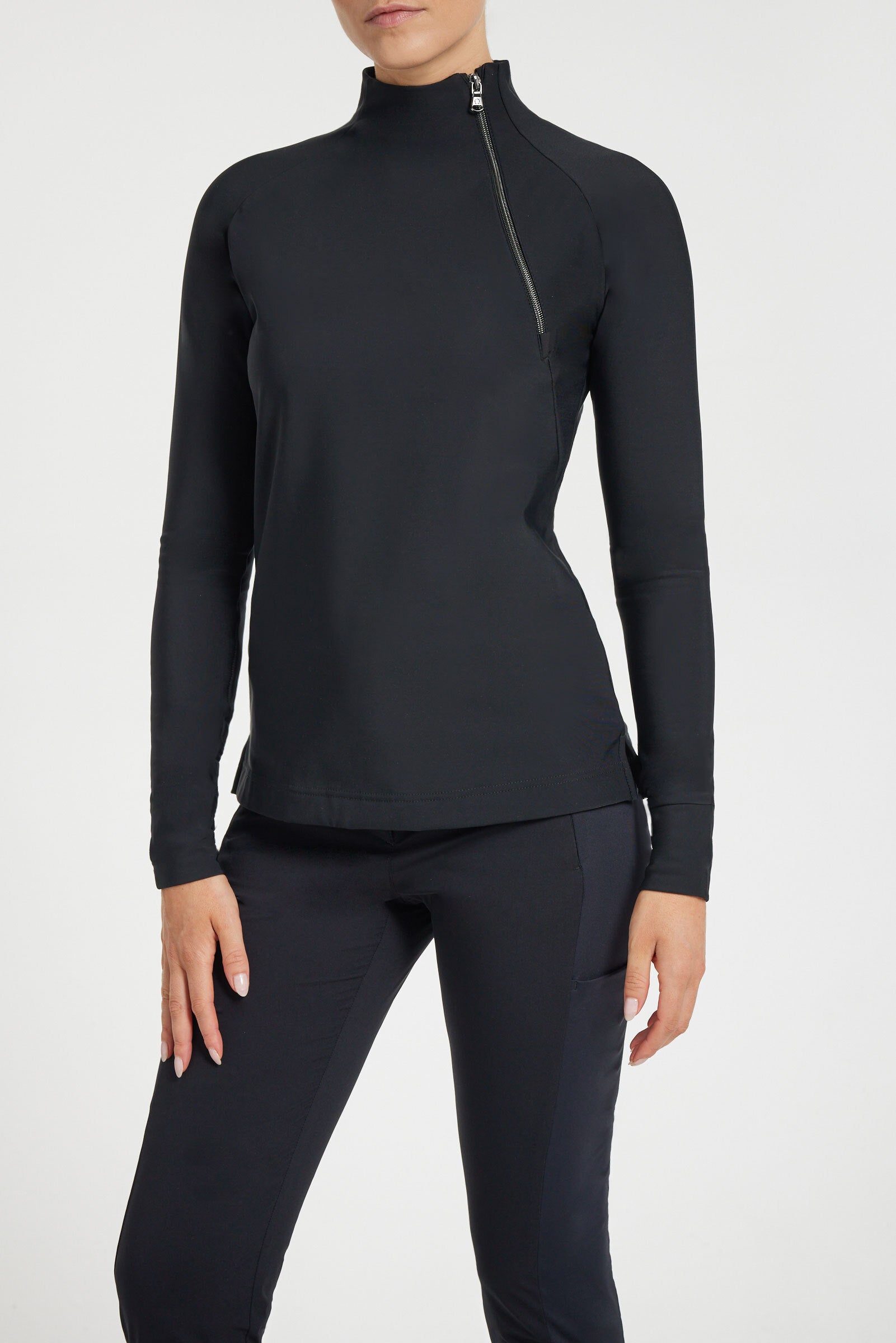 Cozy Lessie Performance Cozy Jacket w/ Asymmetrical Zipper in Black