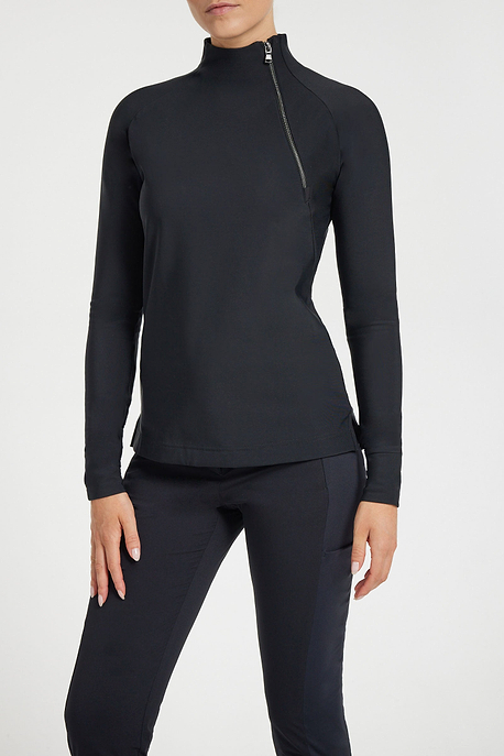 Cozy Lessie Performance Cozy Jacket w/ Asymmetrical Zipper in Black