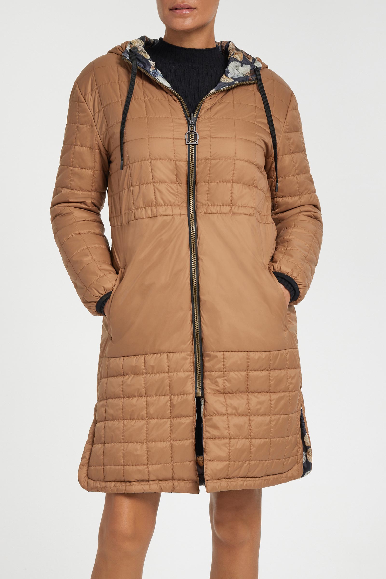 Leighton Quilted Car Coat in Caramel/Vintage Garden