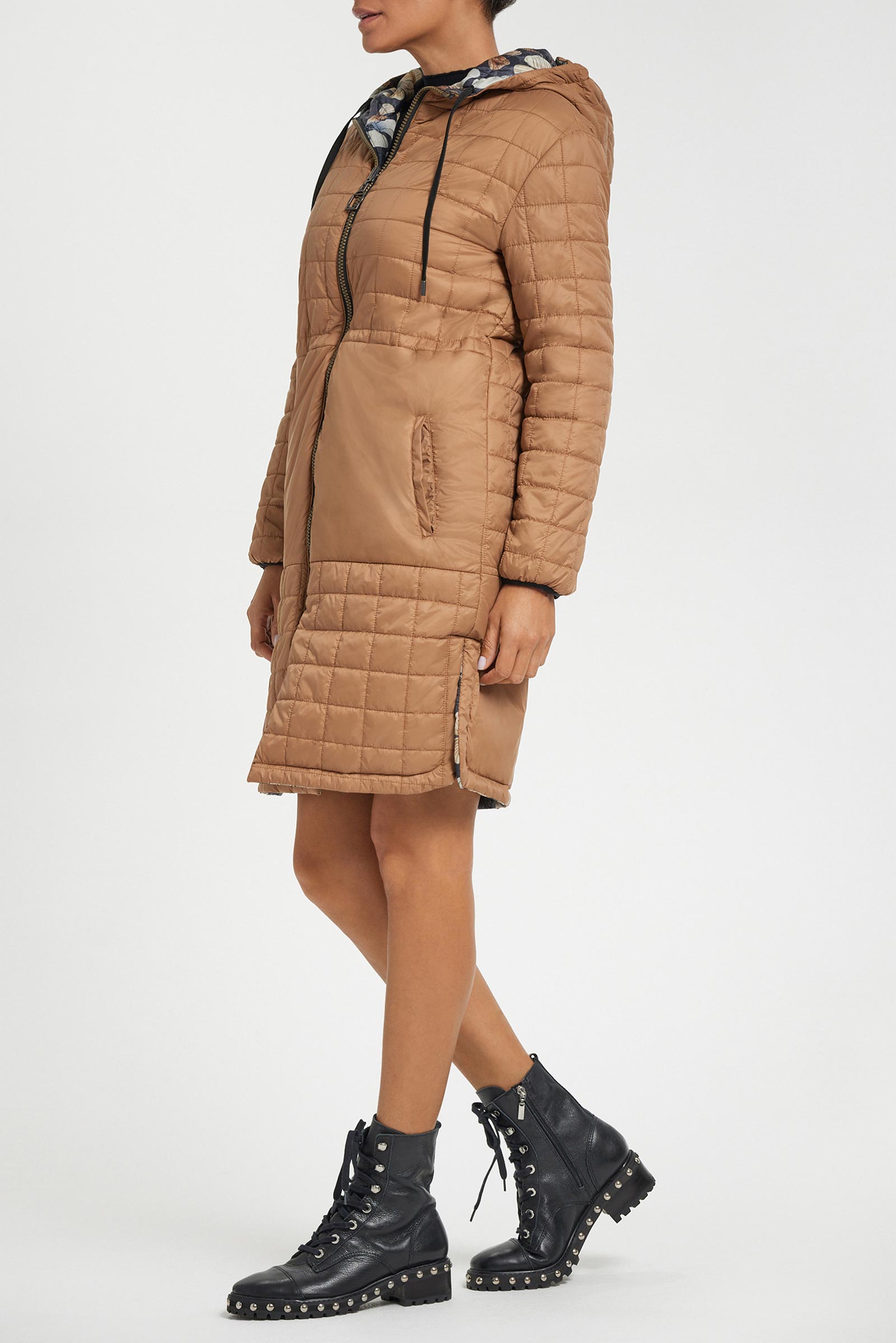 Leighton Quilted Car Coat in Caramel/Vintage Garden