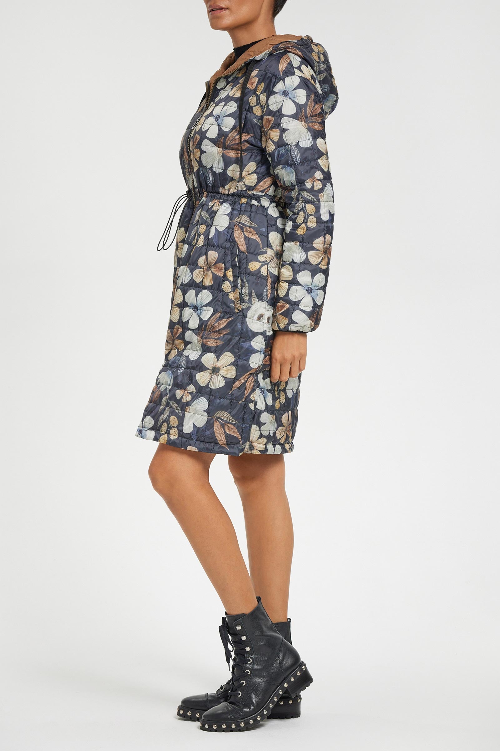 Leighton Quilted Car Coat in Caramel/Vintage Garden