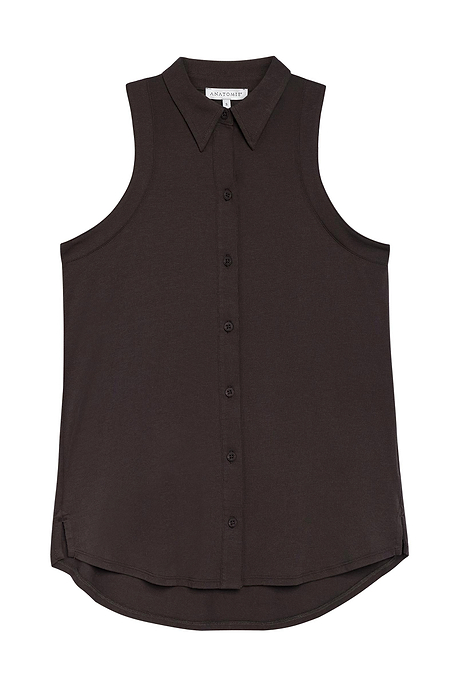 Elise Sleeveless Button Up Top in Espresso