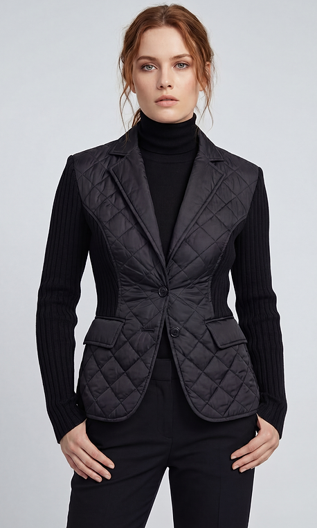 Sora Blazer Quilted Mixed Media in Black