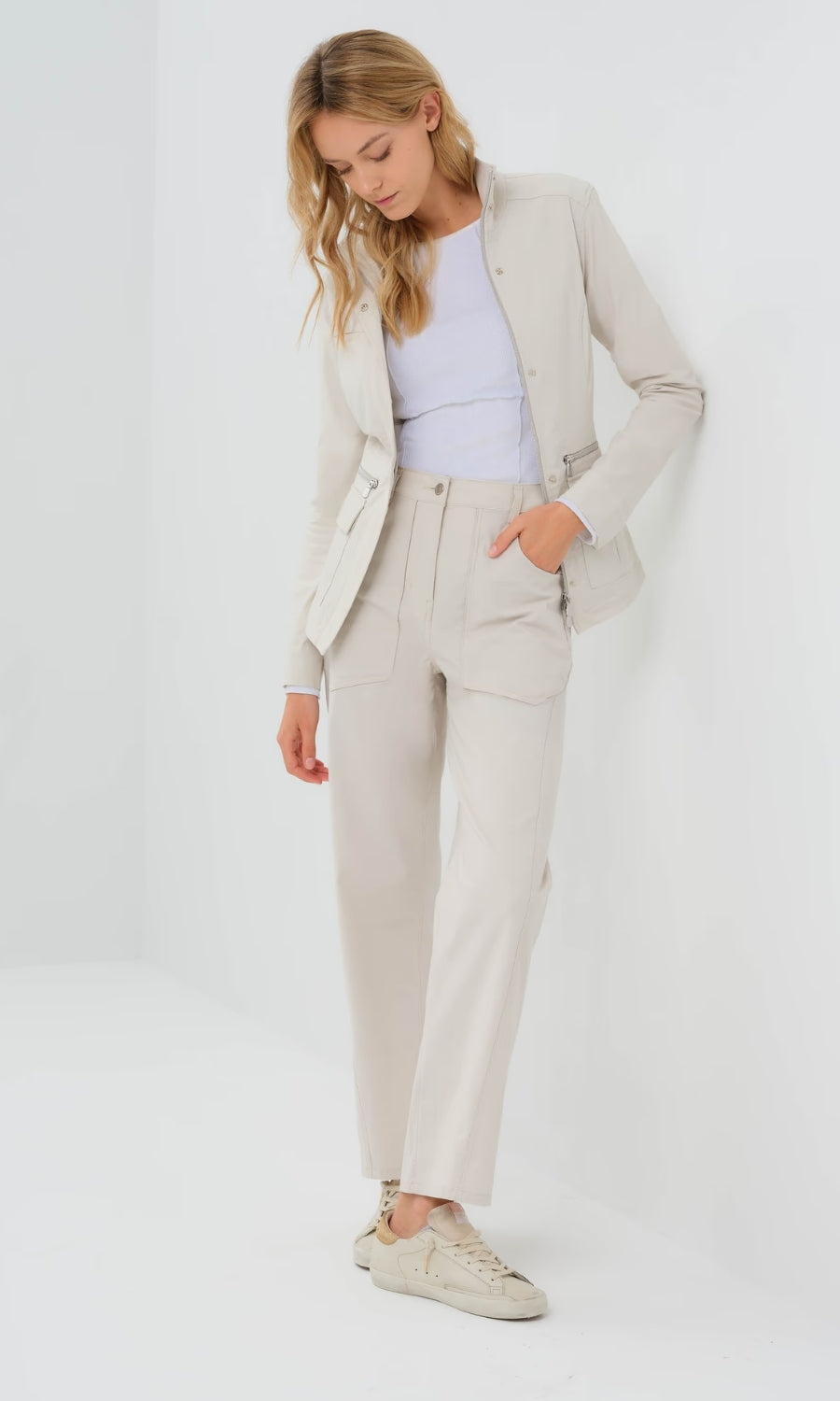 Liv Relaxed Light Barrel Pant in Stone