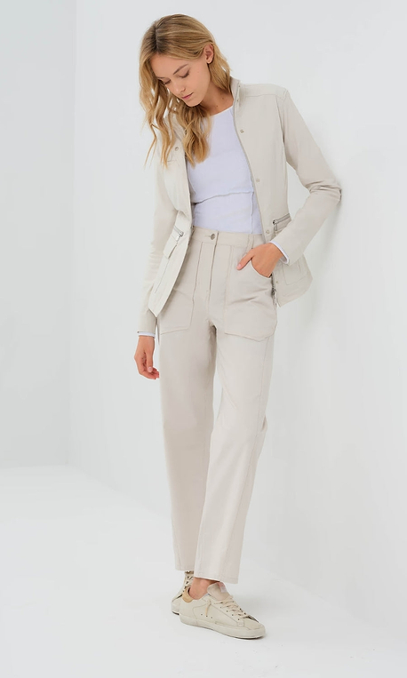 Liv Relaxed Light Barrel Pant in Stone