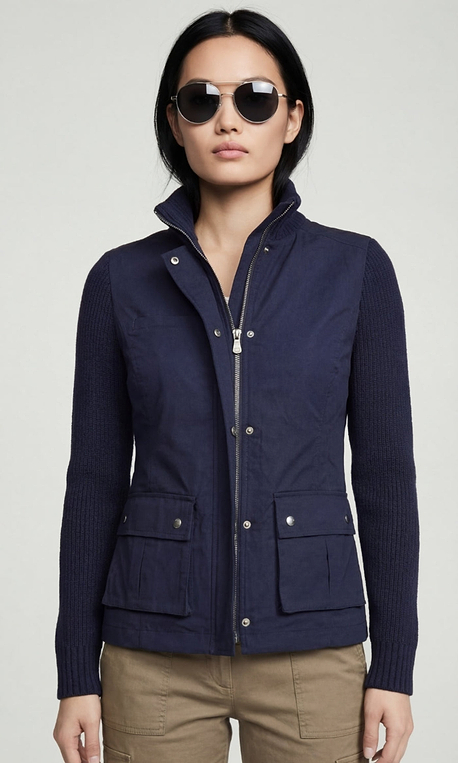 Sweater Kenya Knit Safari Jacket in Navy