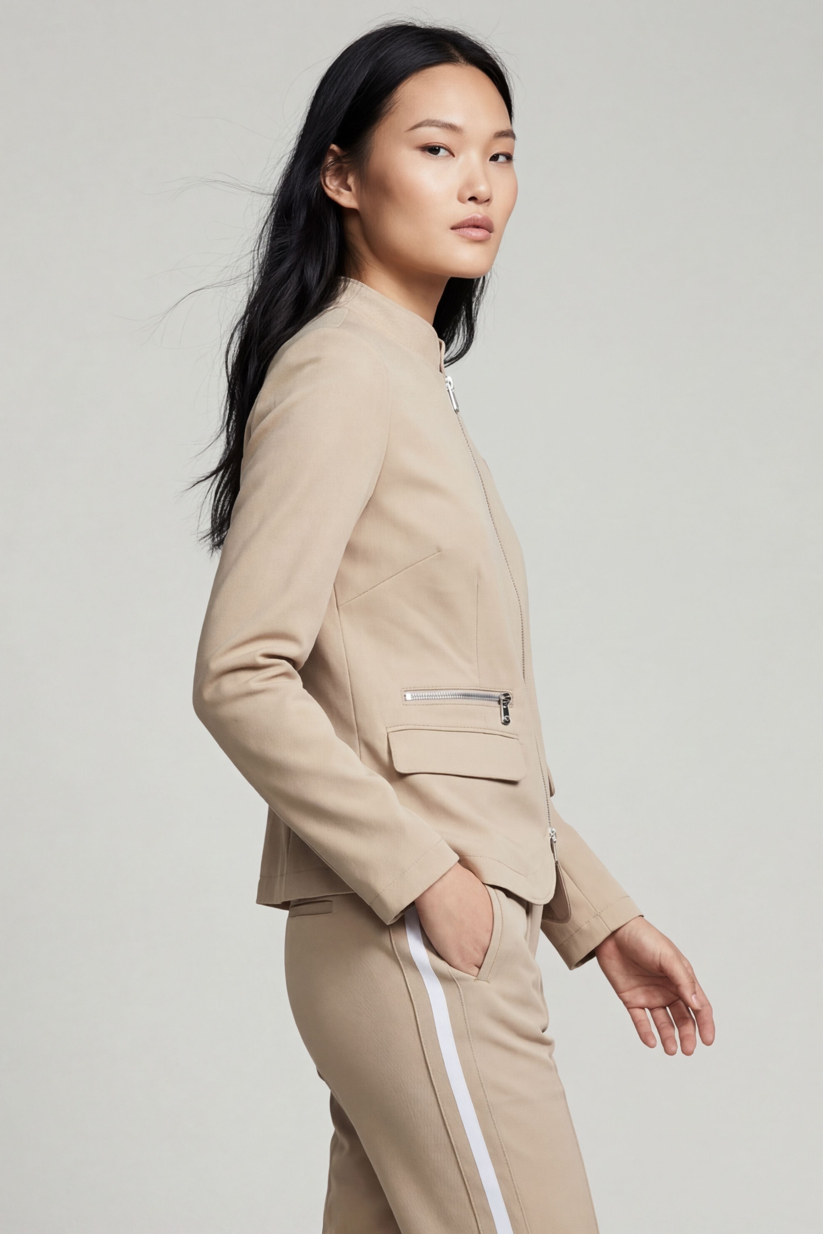Gisela Aeroflow Zip Front Twill Blazer