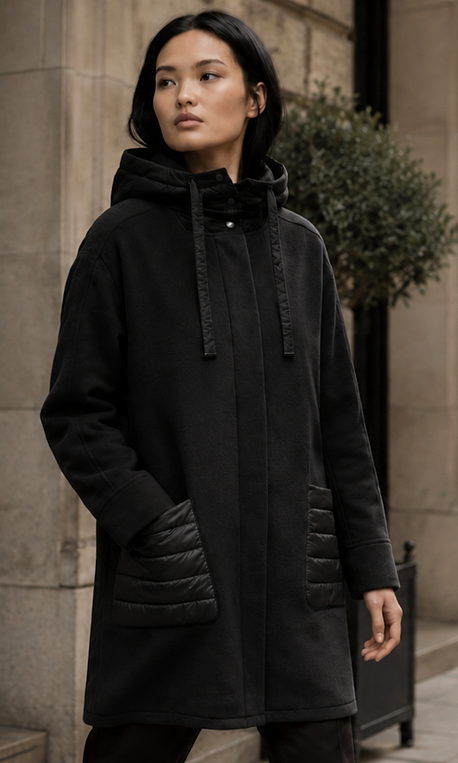 Iki Cocoon Mixed Media Coat