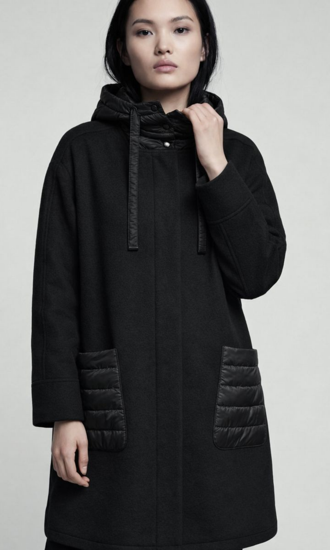Iki Cocoon Mixed Media Coat