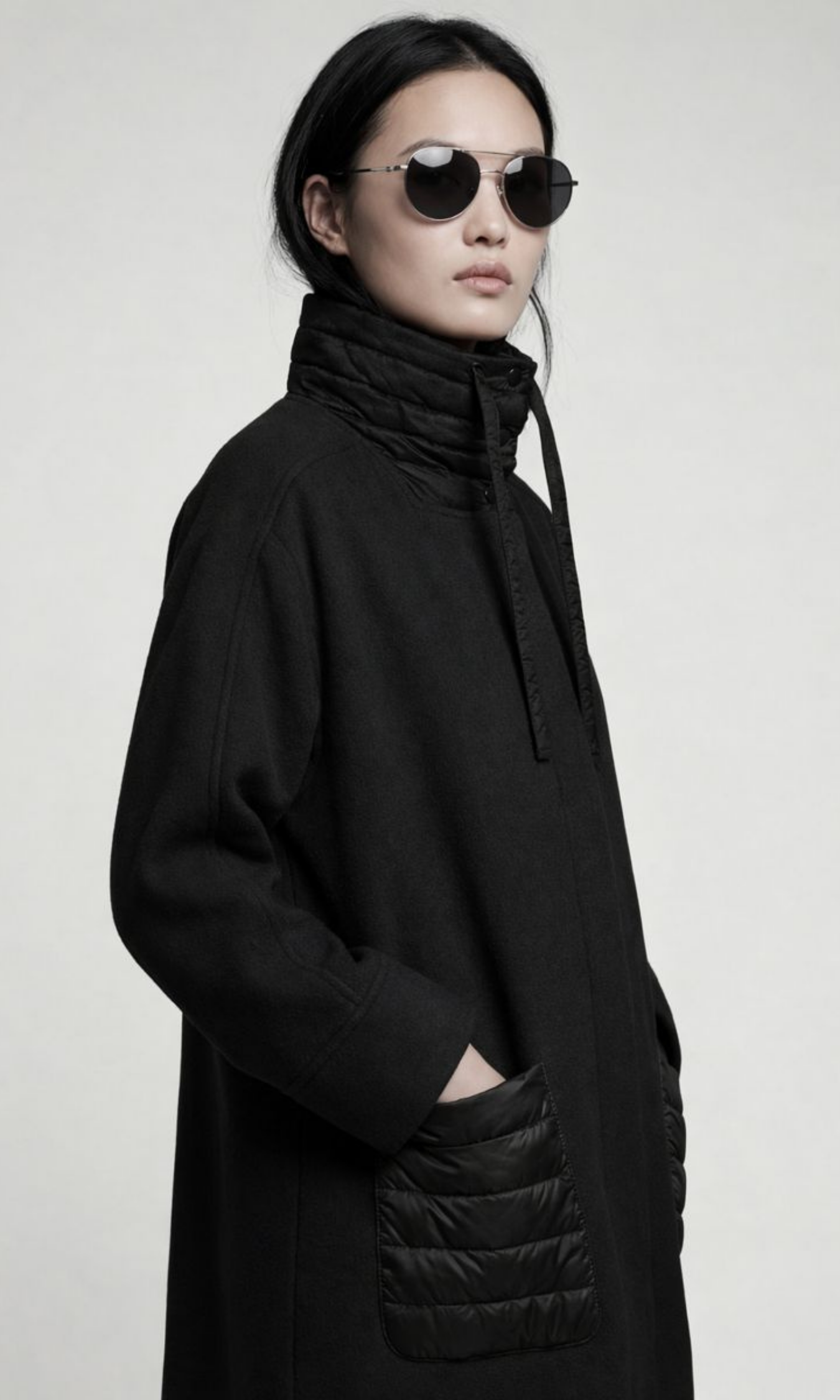 Iki Cocoon Mixed Media Coat