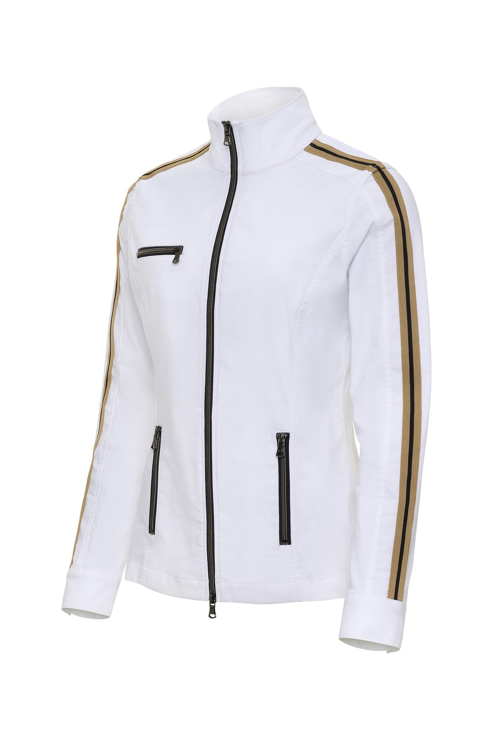 Justine Zip-Up Jacket w/ Stripe Down Sleeve