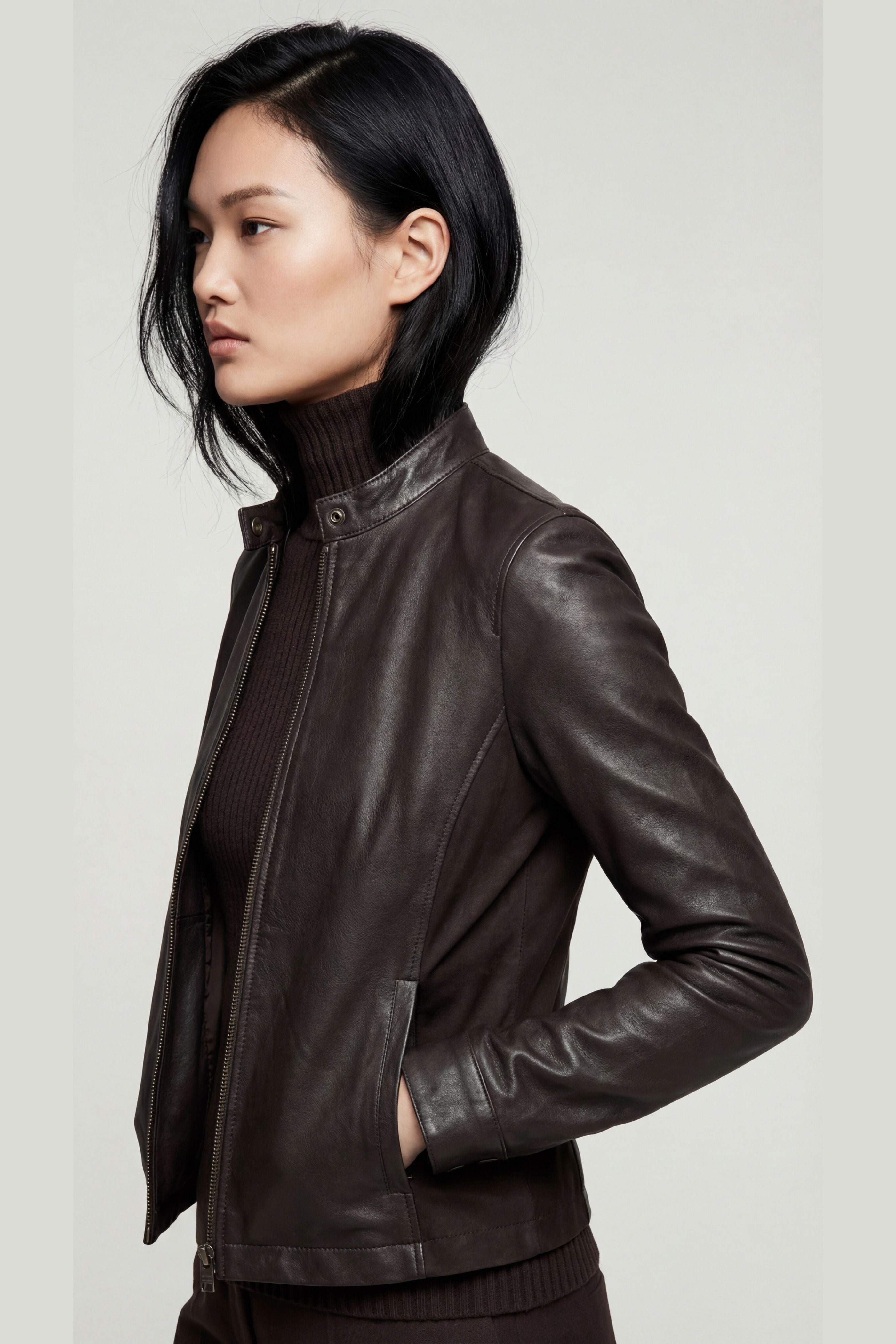 Kensington Mixed Media Moto Leather Jacket