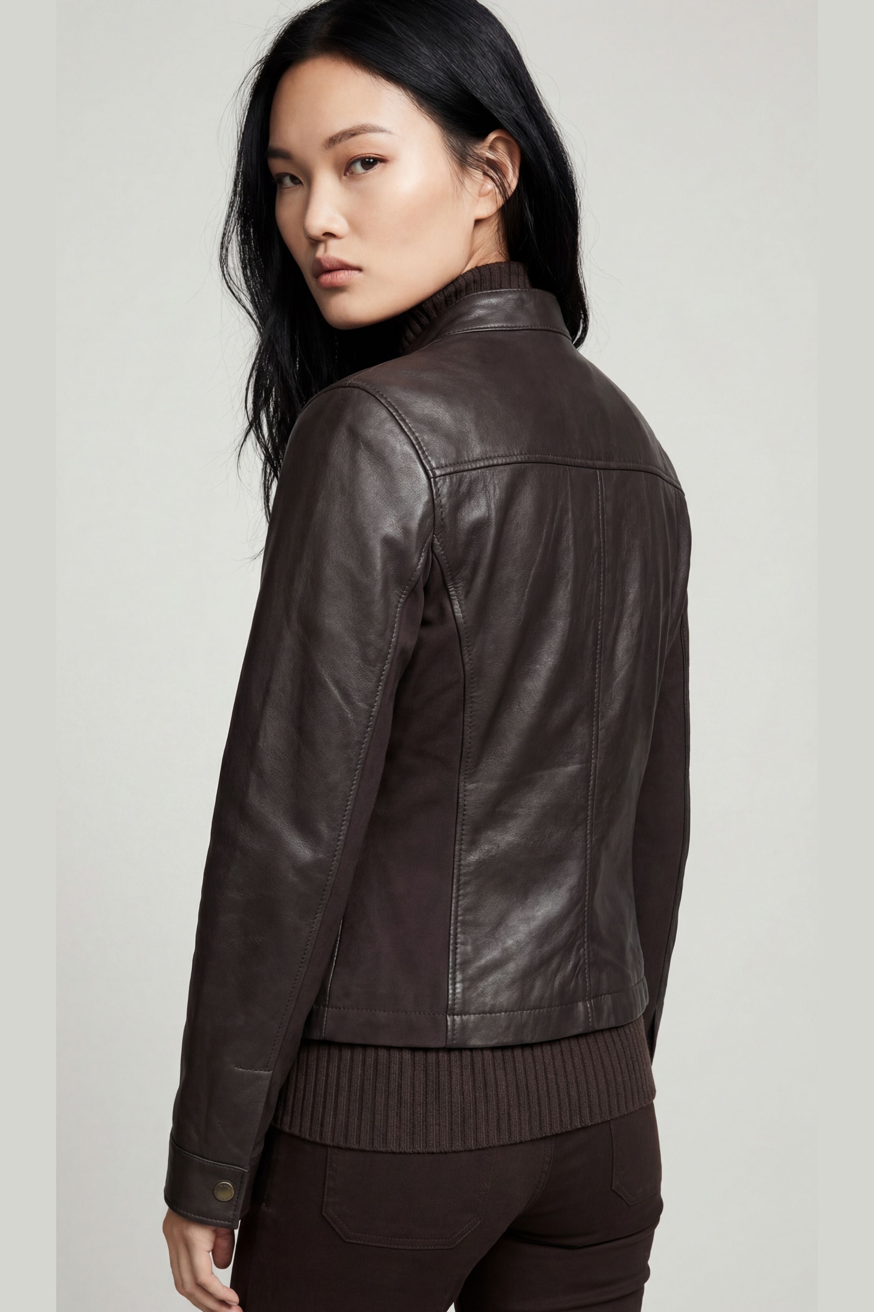 Kensington Mixed Media Moto Leather Jacket