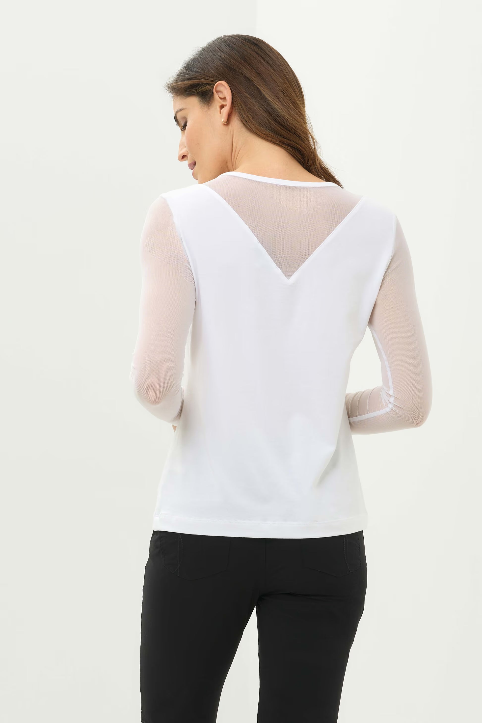 Kim Pima Modal Mesh-Sleeve Top