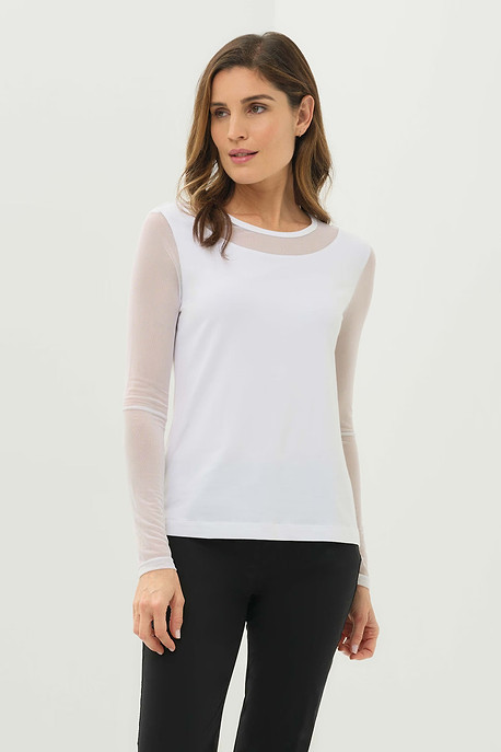 Kim Pima Modal Mesh-Sleeve Top