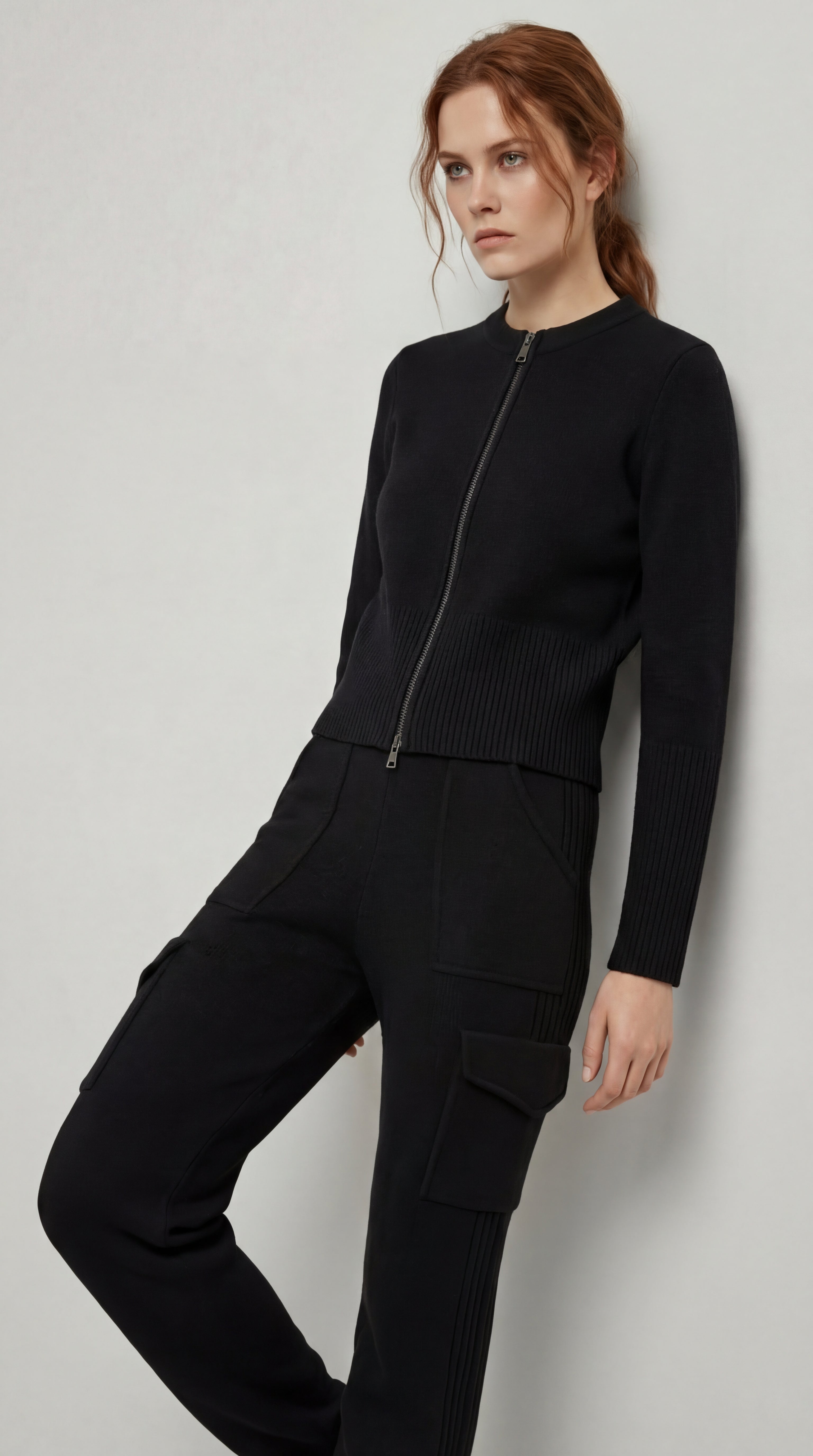 Sky Jacket Zip-front Sweater in Black