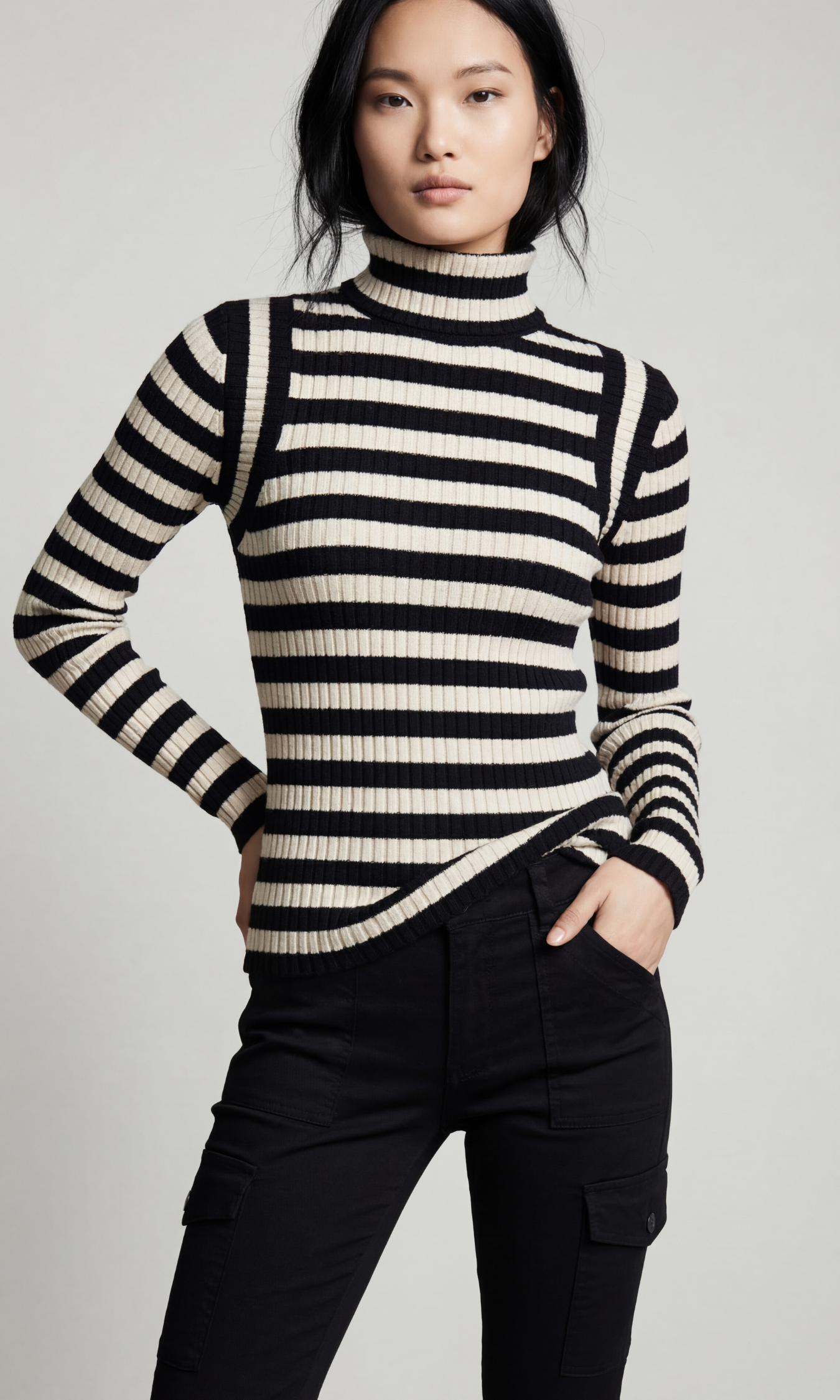 Lihn Engineered Stripe Sweater Top
