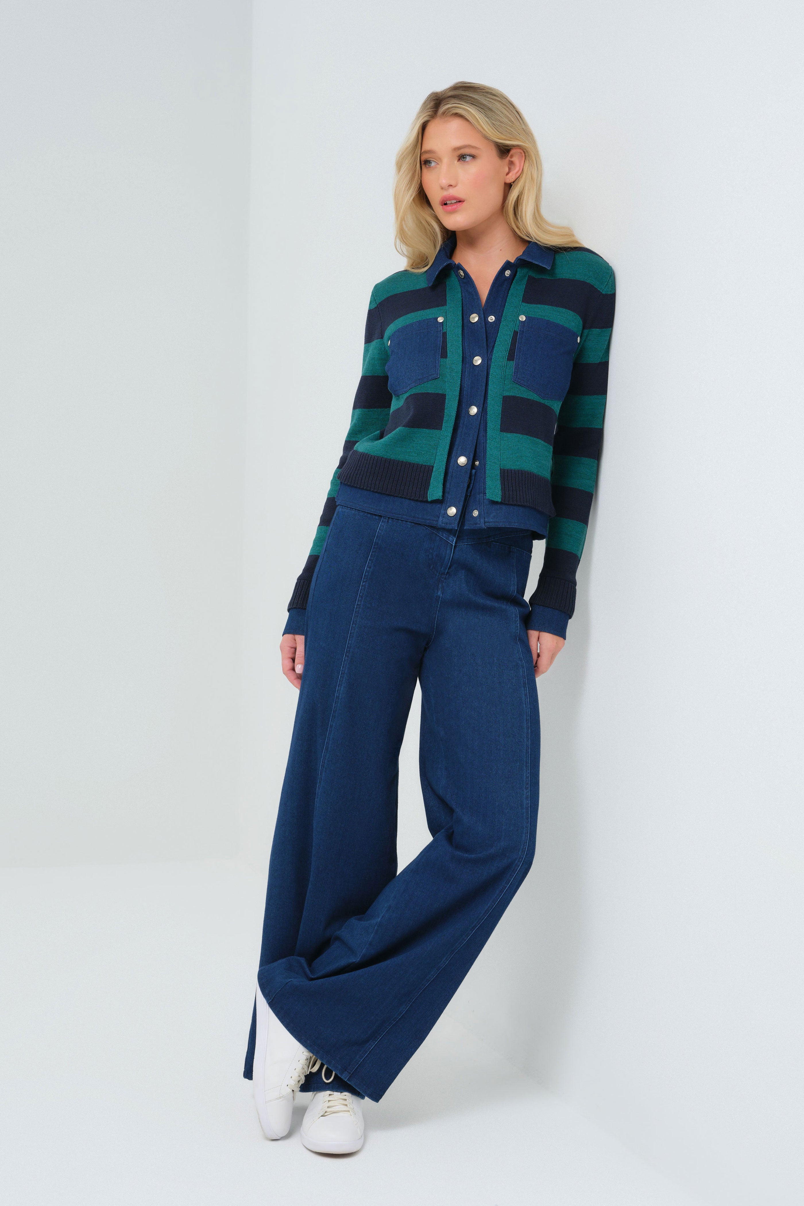 Sienna Sweater Knit & Performance Denim Trucker