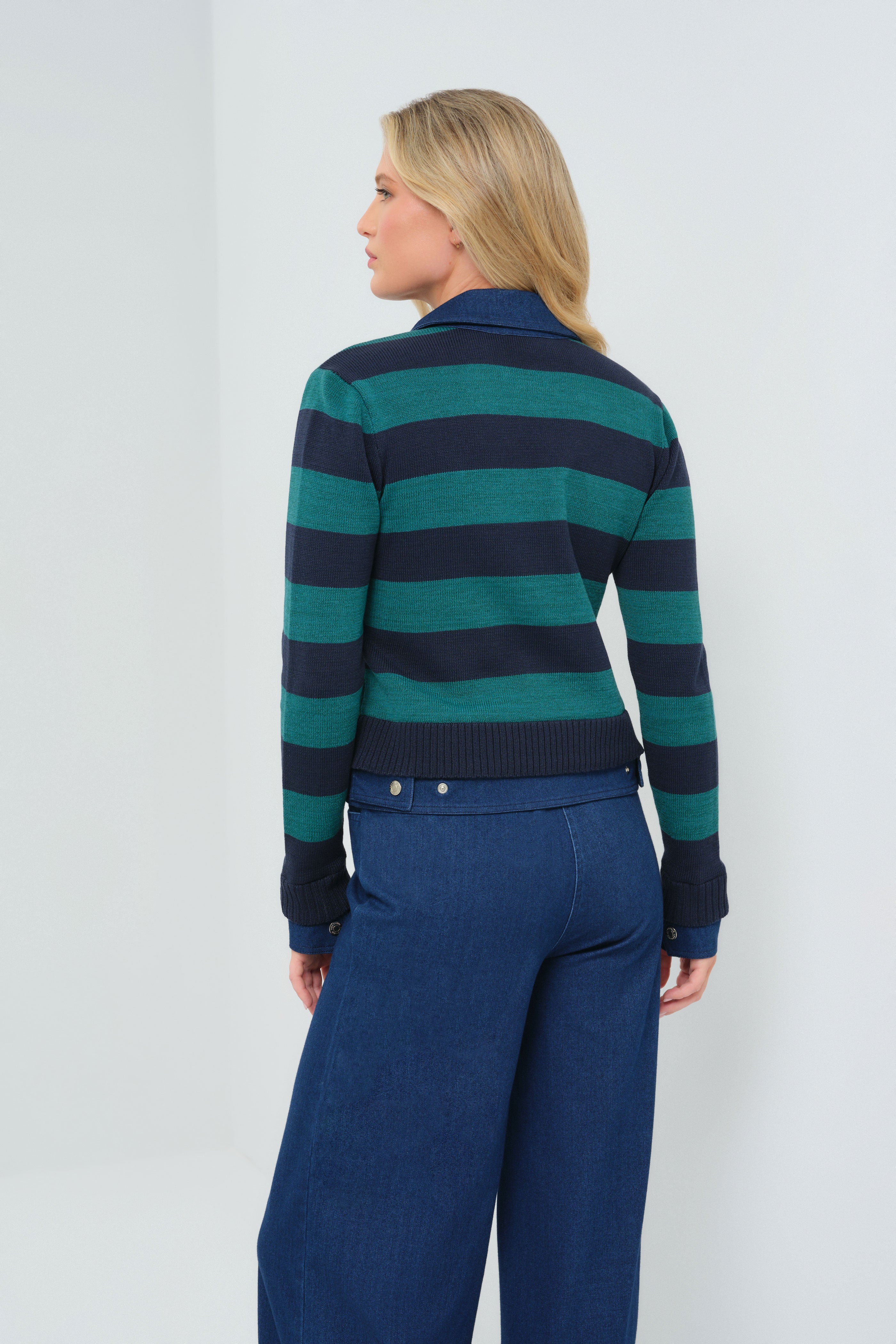 Sienna Sweater Knit & Performance Denim Trucker