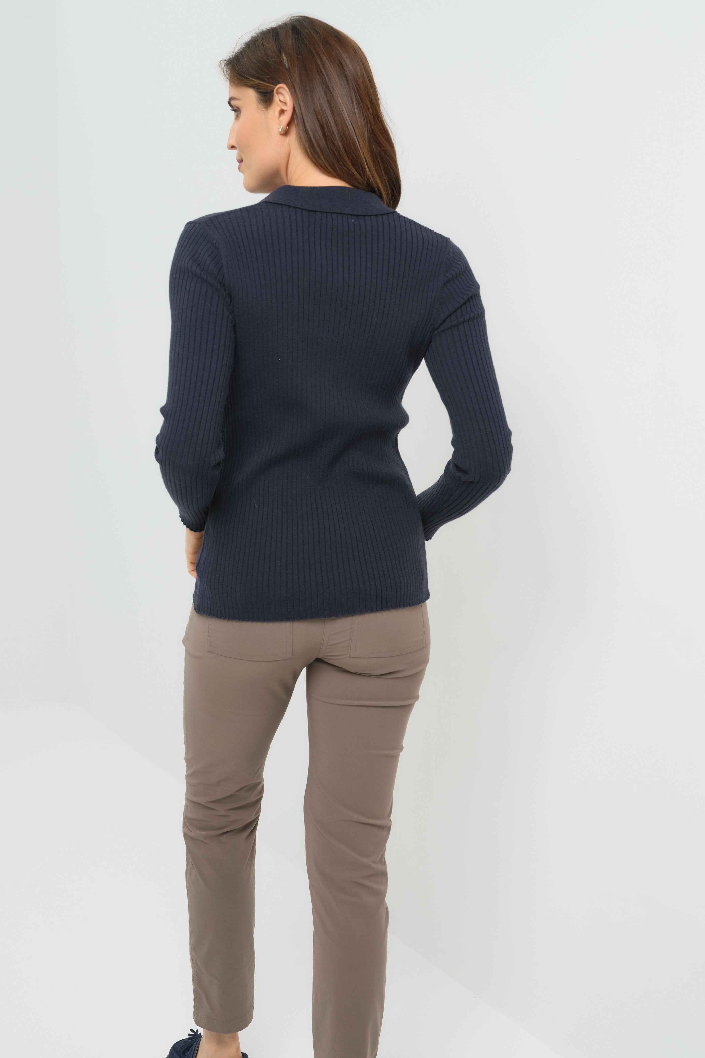Georgie Rib Sweater Knit Collared Top