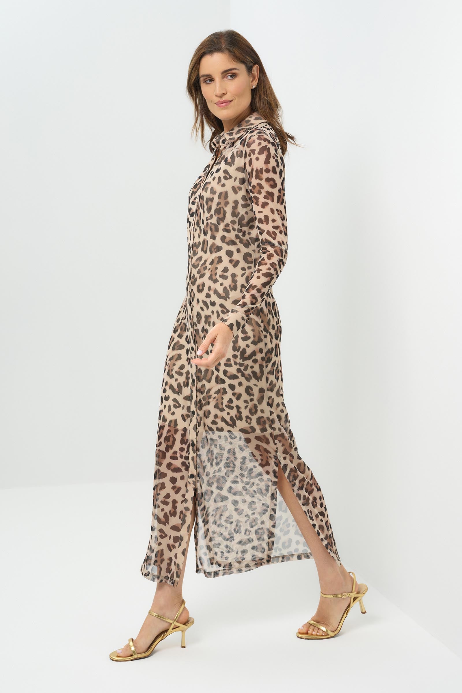 Printed Colette Dress with Printed Mesh Overlay