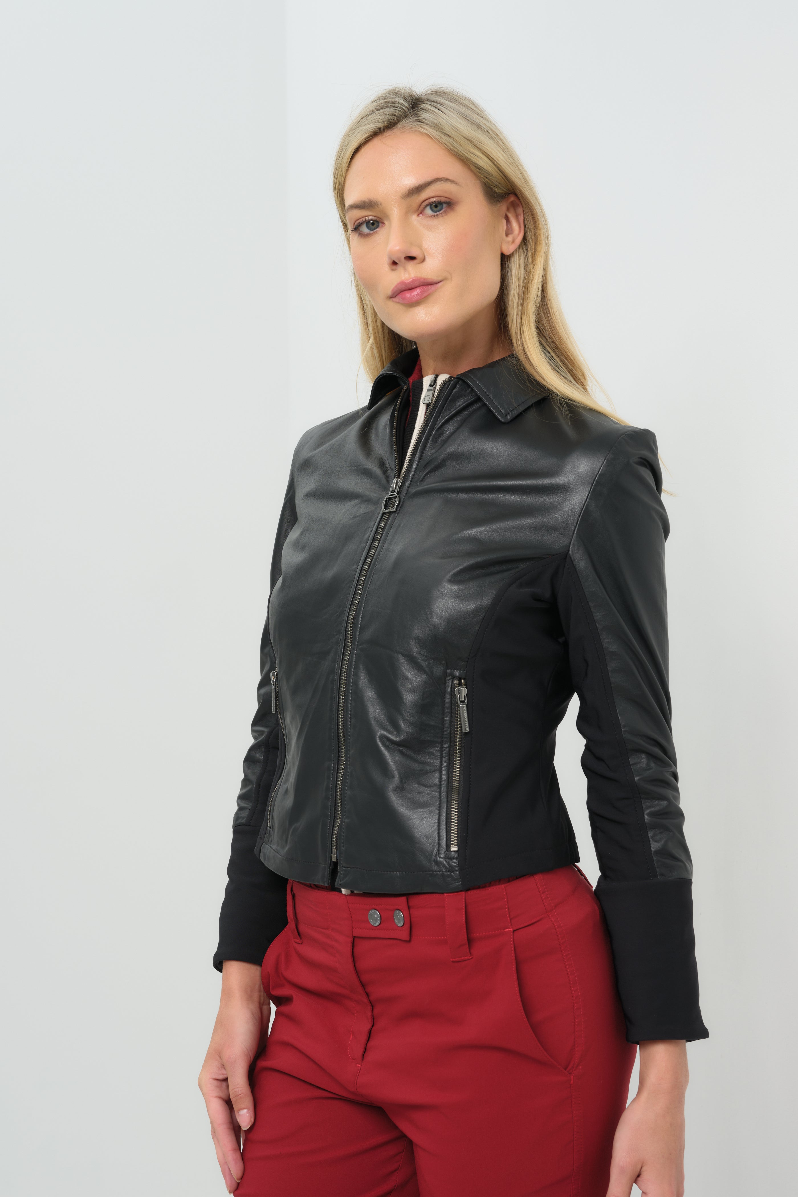 Dill Leather Jacket With Fleece Lined Panels