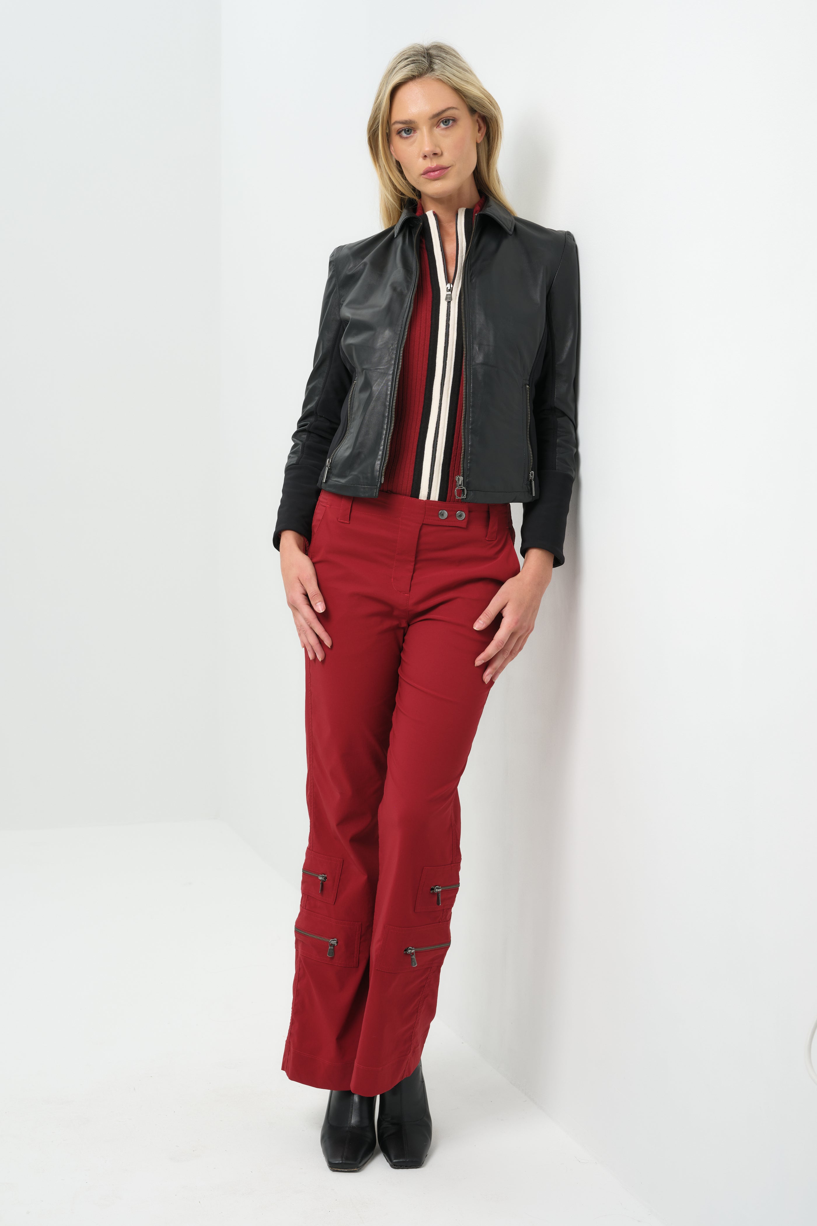 Dill Leather Jacket With Fleece Lined Panels