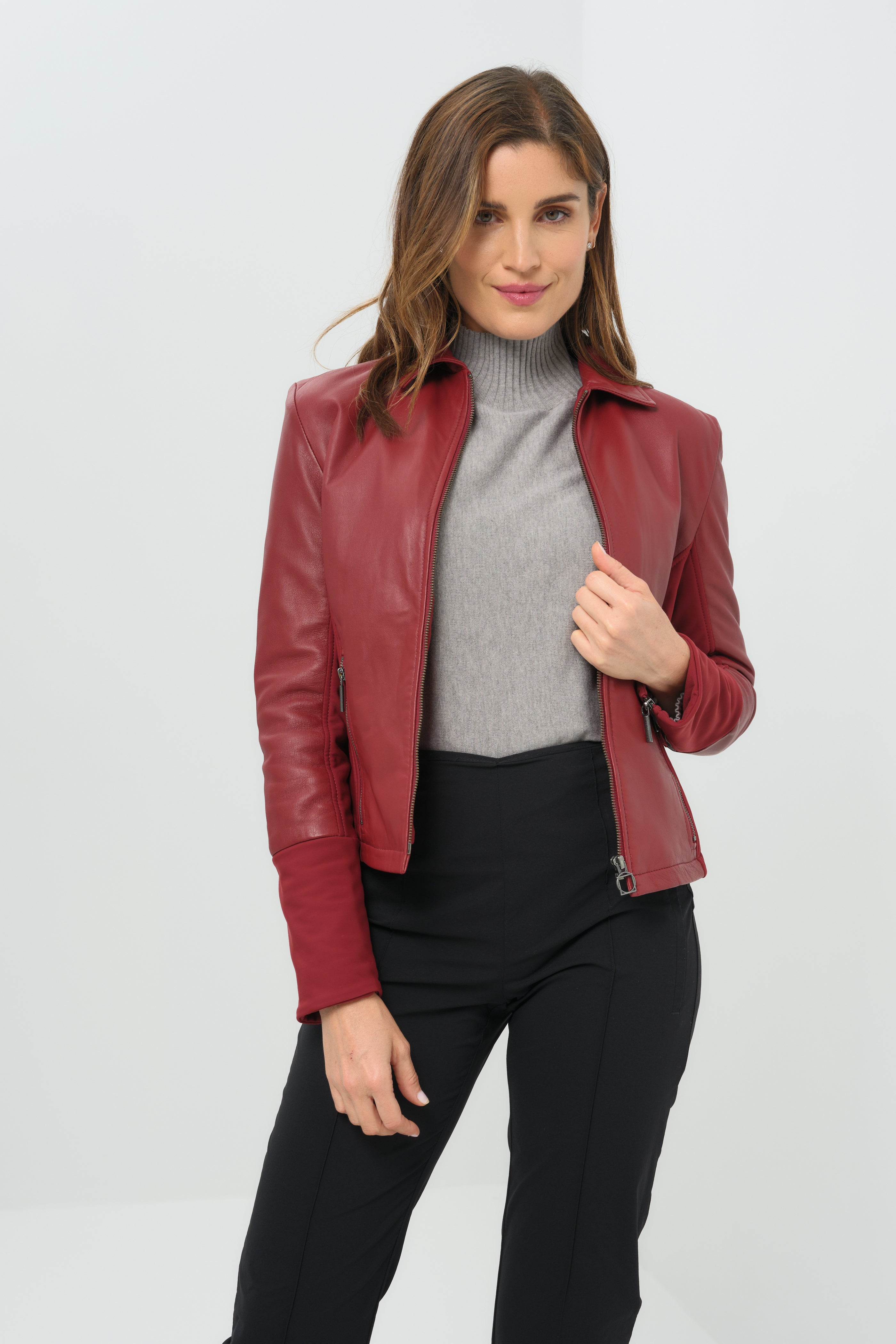 Dill Leather Jacket With Fleece Lined Panels
