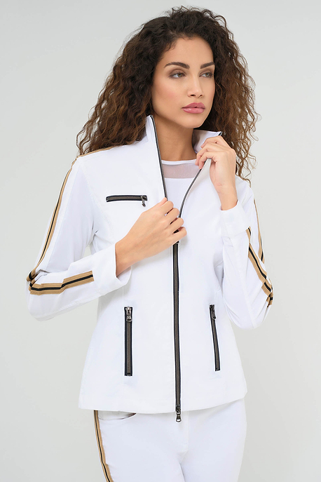 Justine Zip-Up Jacket w/ Stripe Down Sleeve
