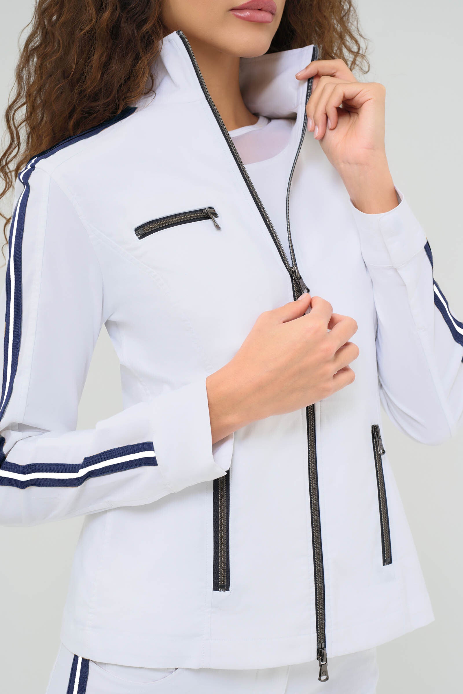 Justine Saira Zip-Up Jacket with Contrast Stripe