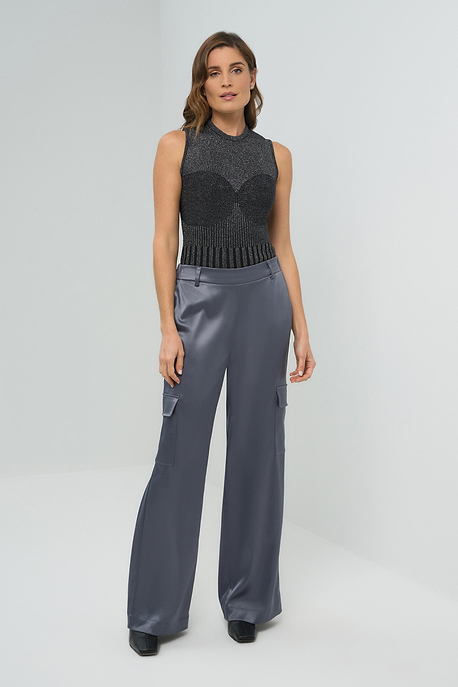 Candela Satin Cargo Wide Leg Pant