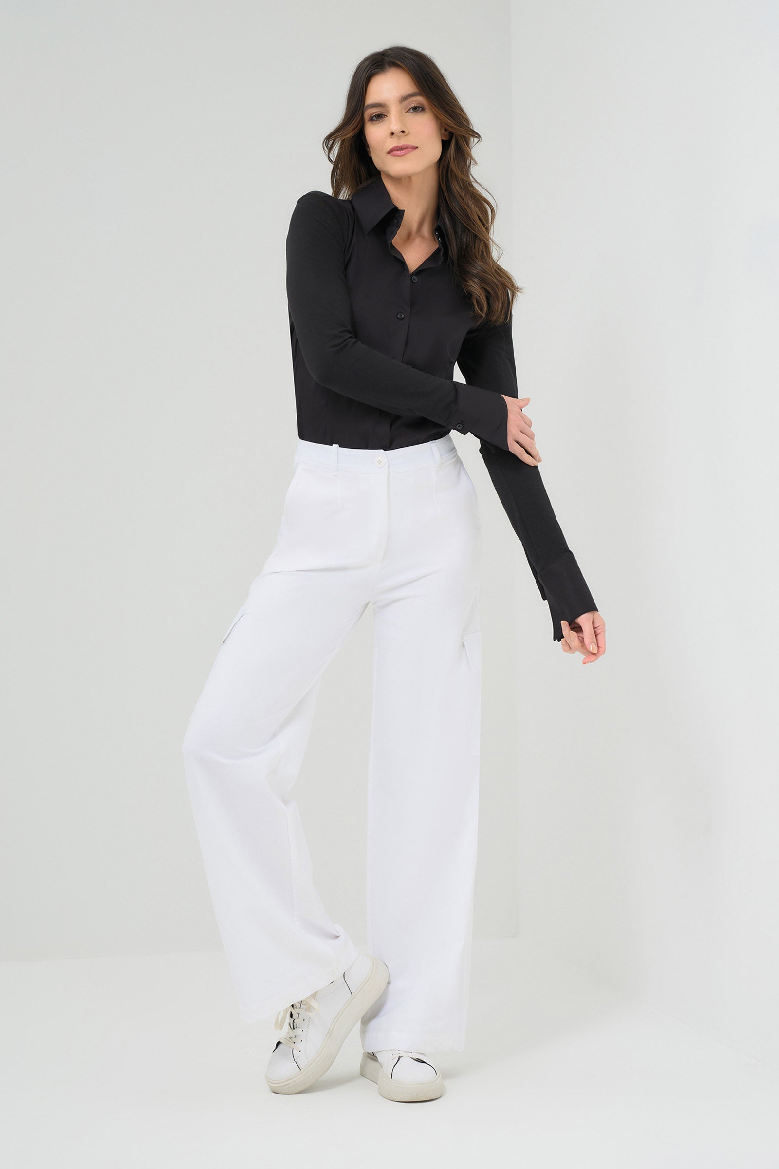 Julia Wide Leg Cargo Pant White
