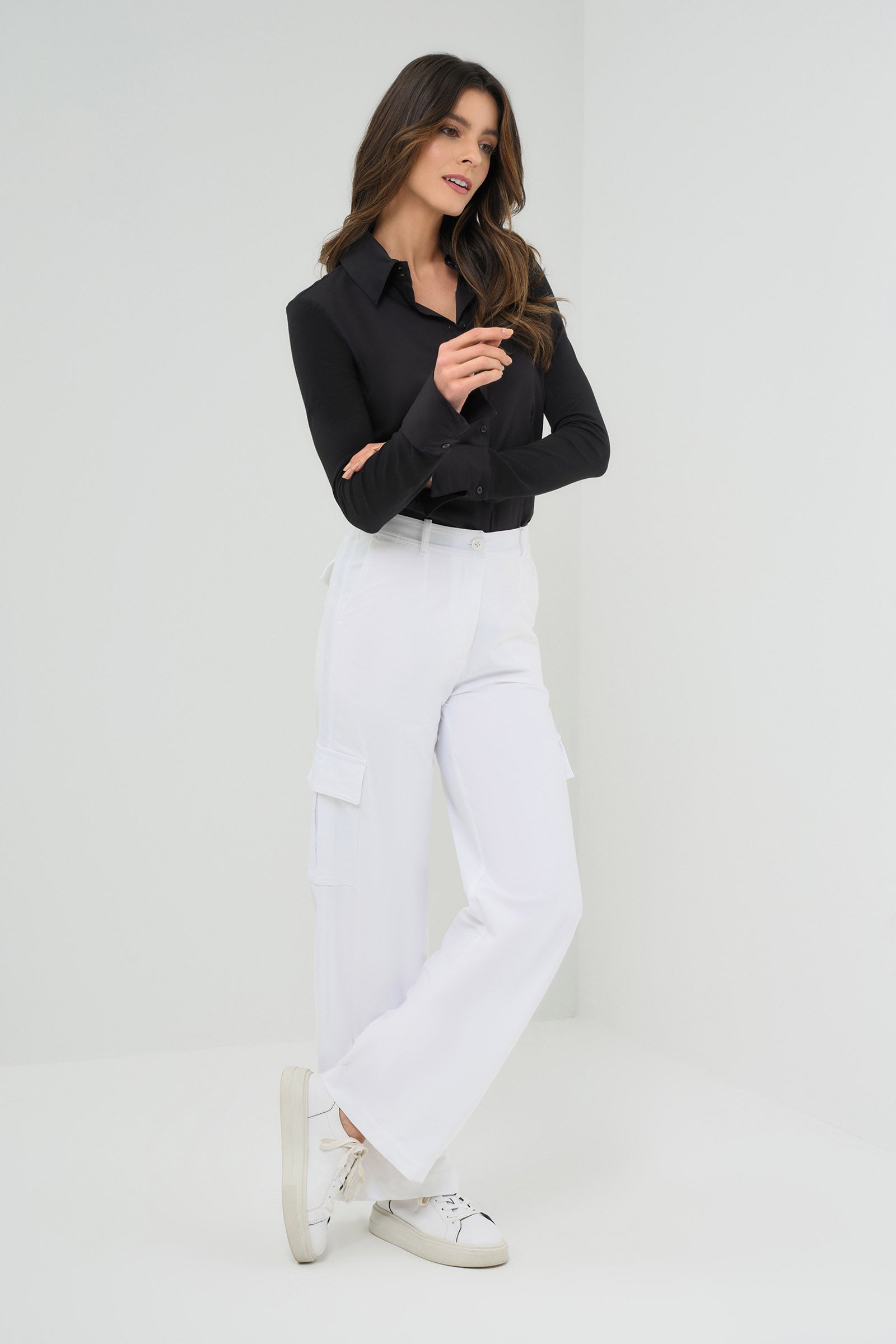 Julia Wide Leg Cargo Pant White