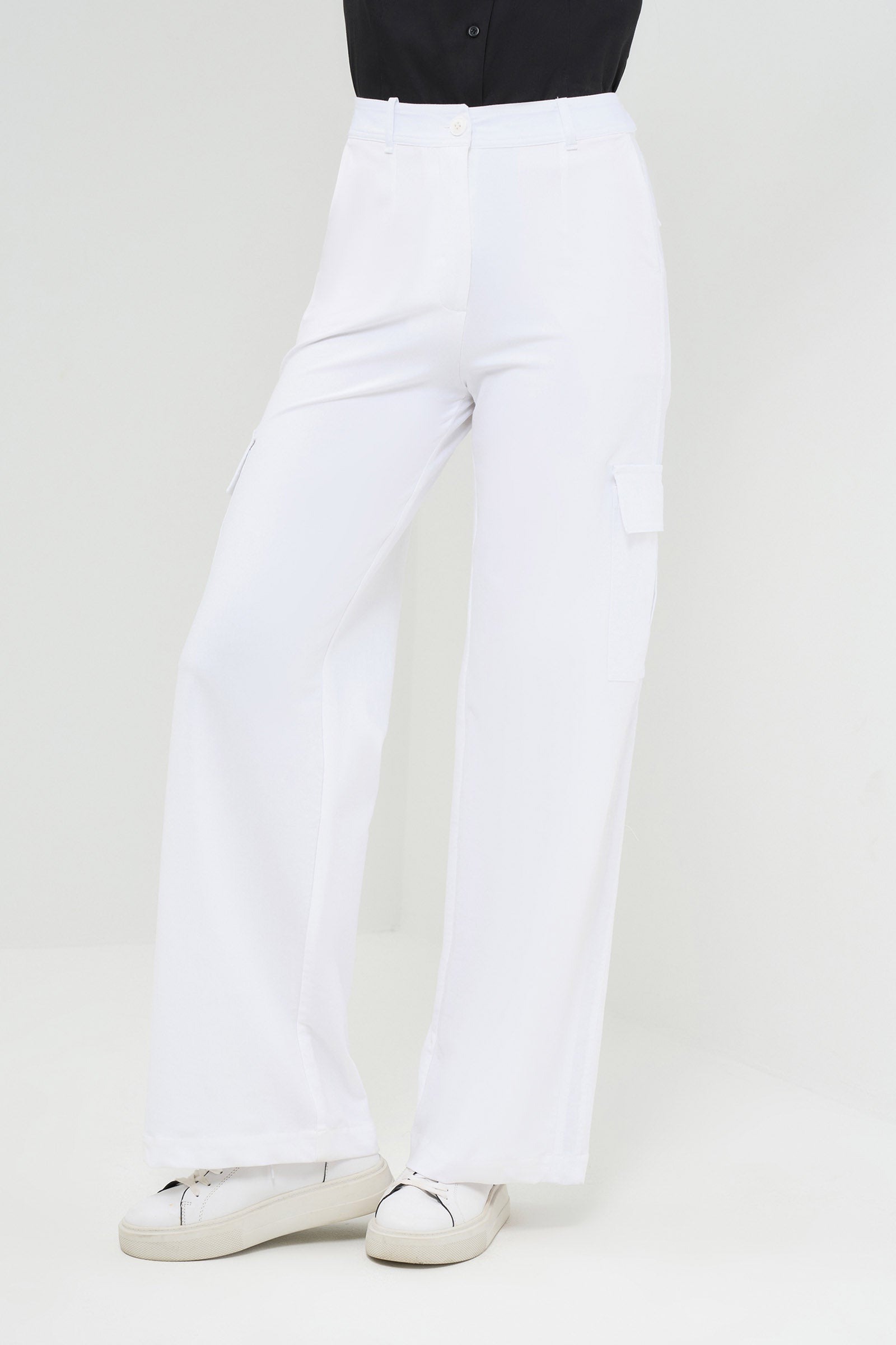 Julia Wide Leg Cargo Pant White