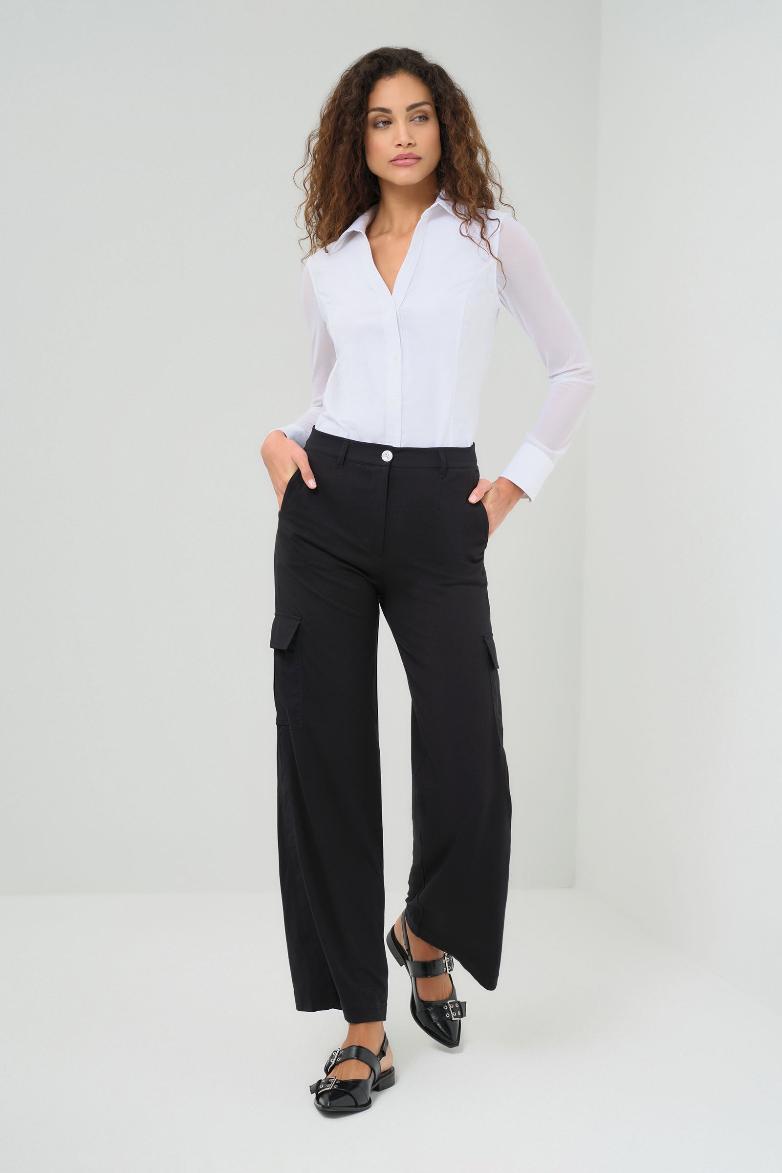Julia Wide Leg Cargo Pant Black