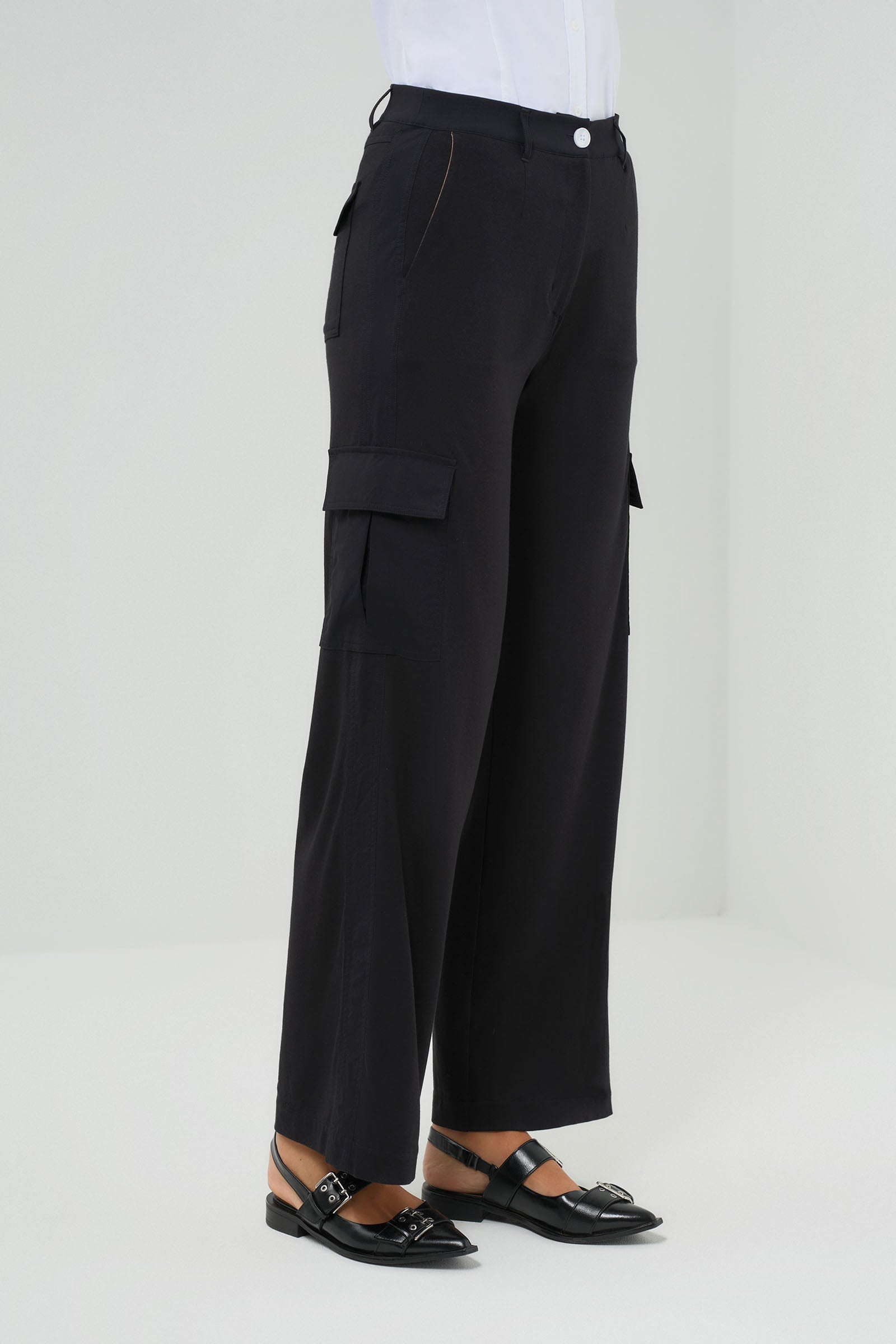 Julia Wide Leg Cargo Pant Black