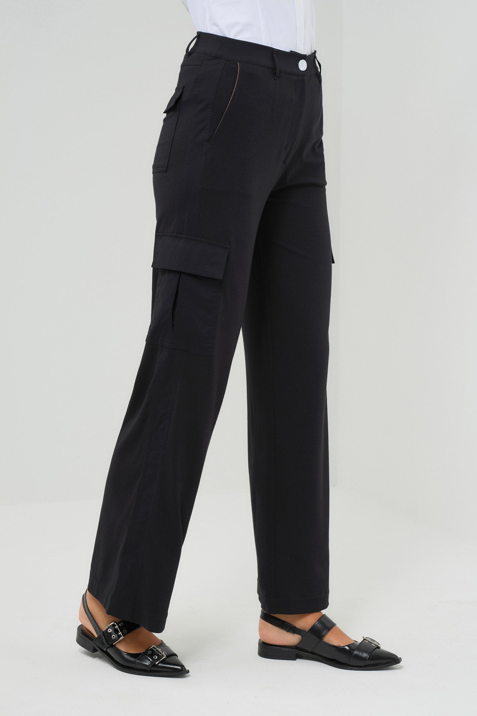 Julia Wide Leg Cargo Pant Black