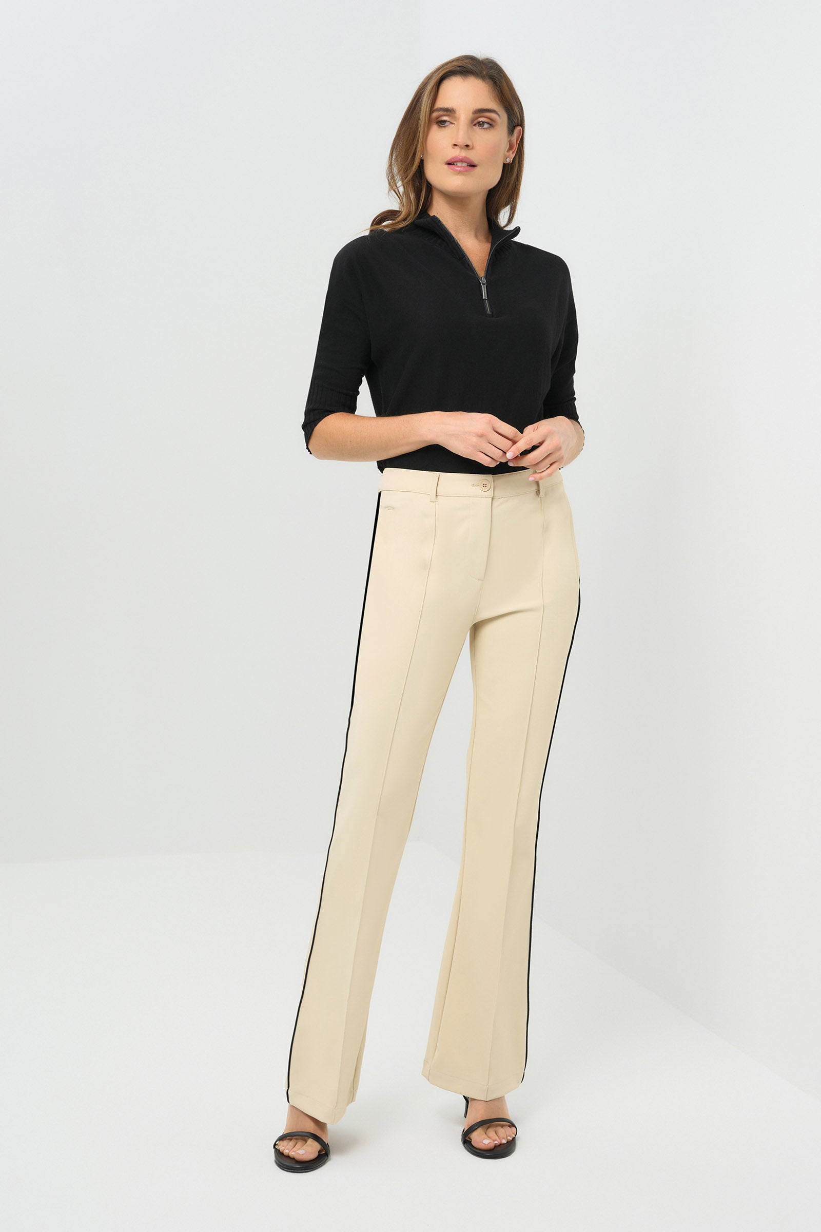 Lucely 1/4 Zip Elbowsleeve Mock Neck Sweater