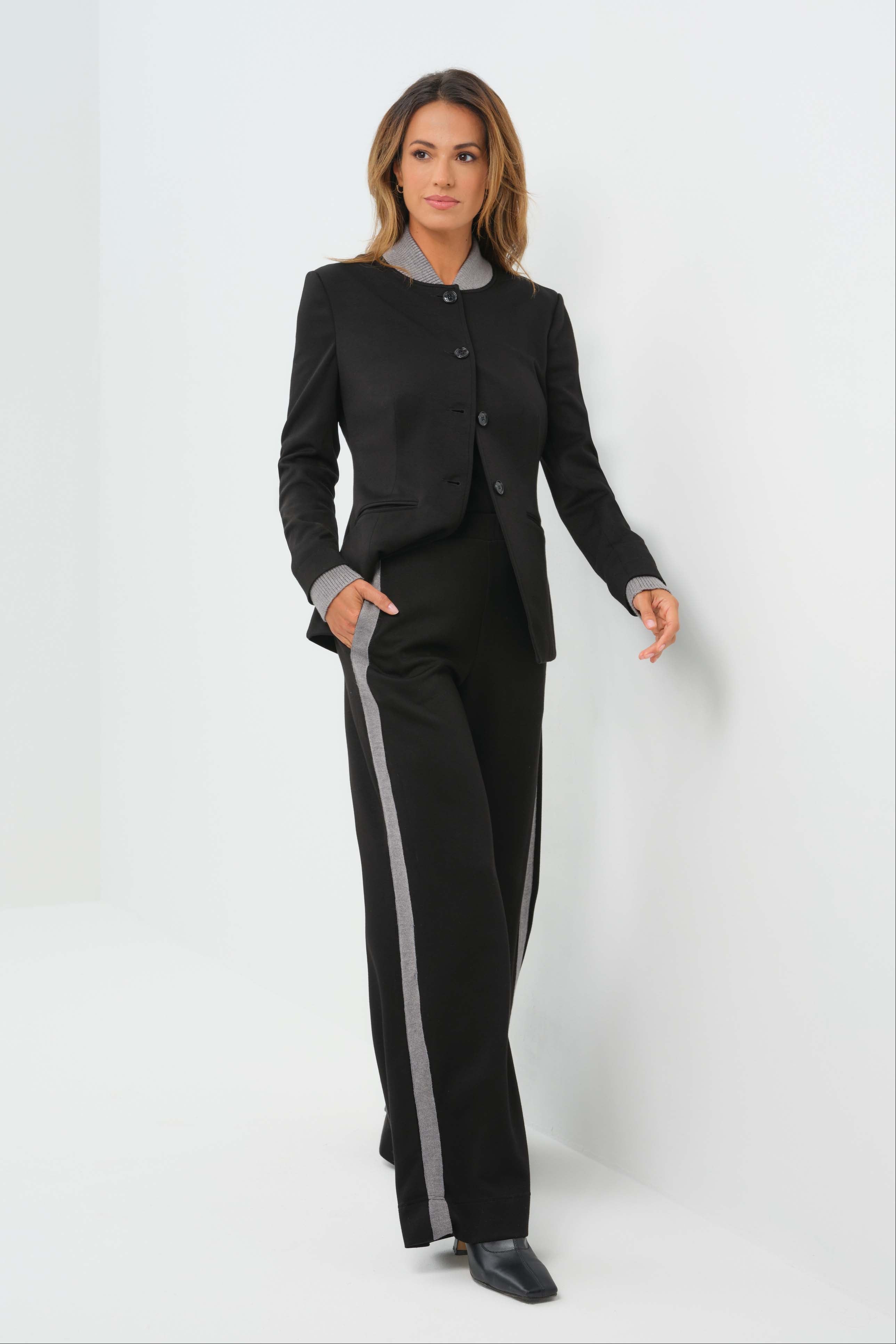 Vista Scuba & Sweater Knit Button Down Blazer