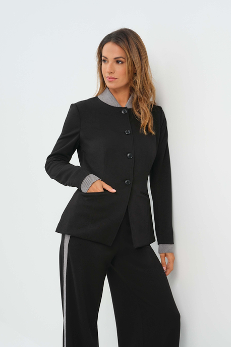 Vista Scuba & Sweater Knit Button Down Blazer