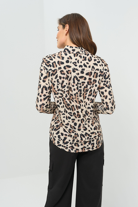 Printed Tania Long sleeve Snap Front Top