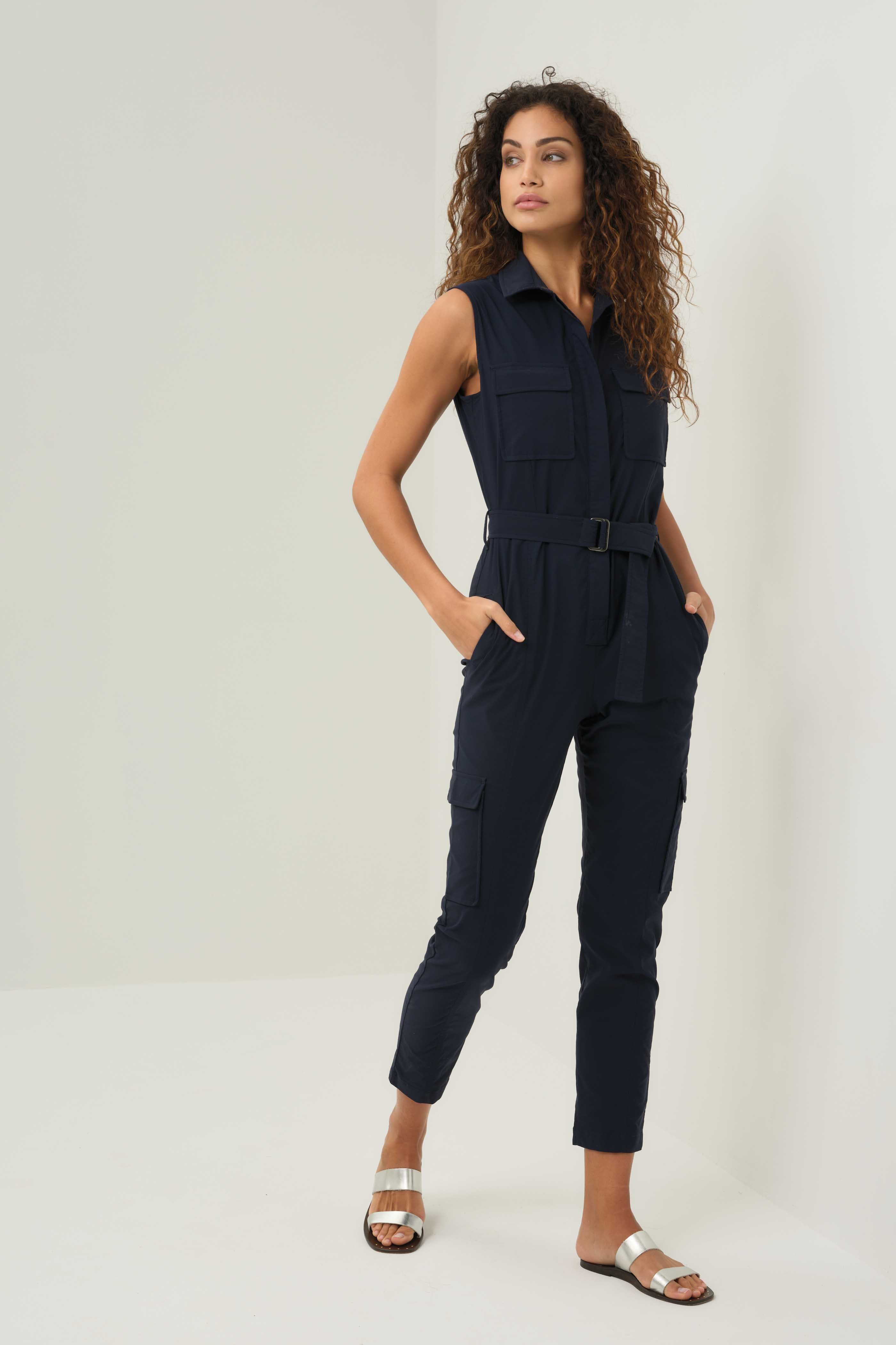 Lola Sleeveless Belted Utility Jumpsuit