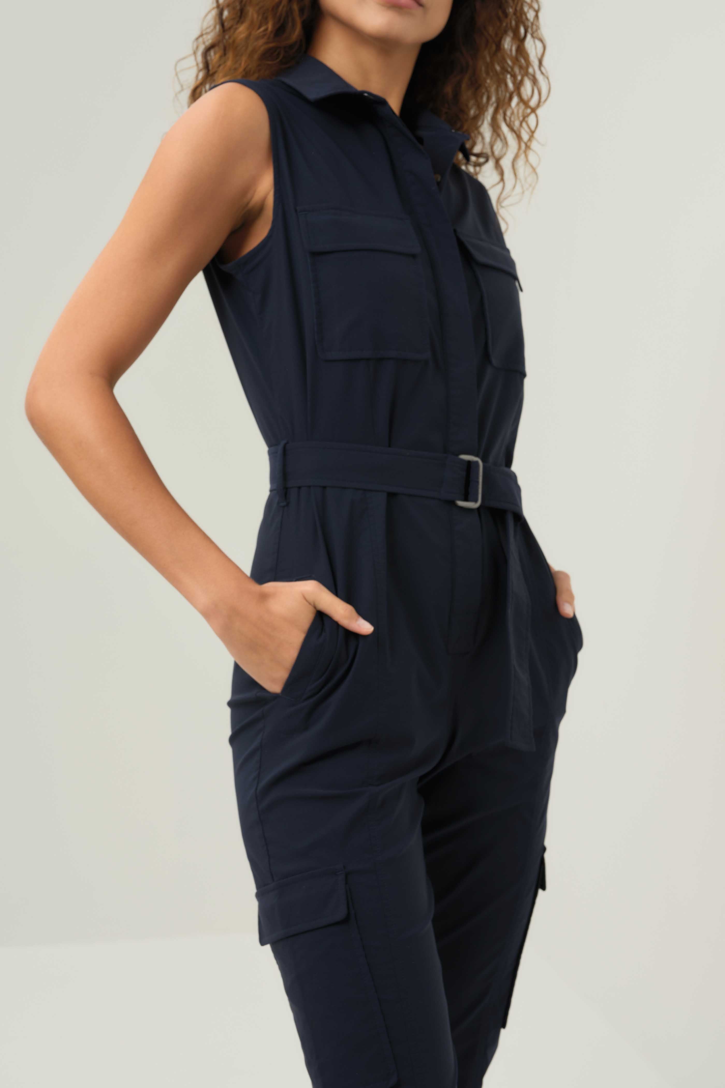 Lola Sleeveless Belted Utility Jumpsuit