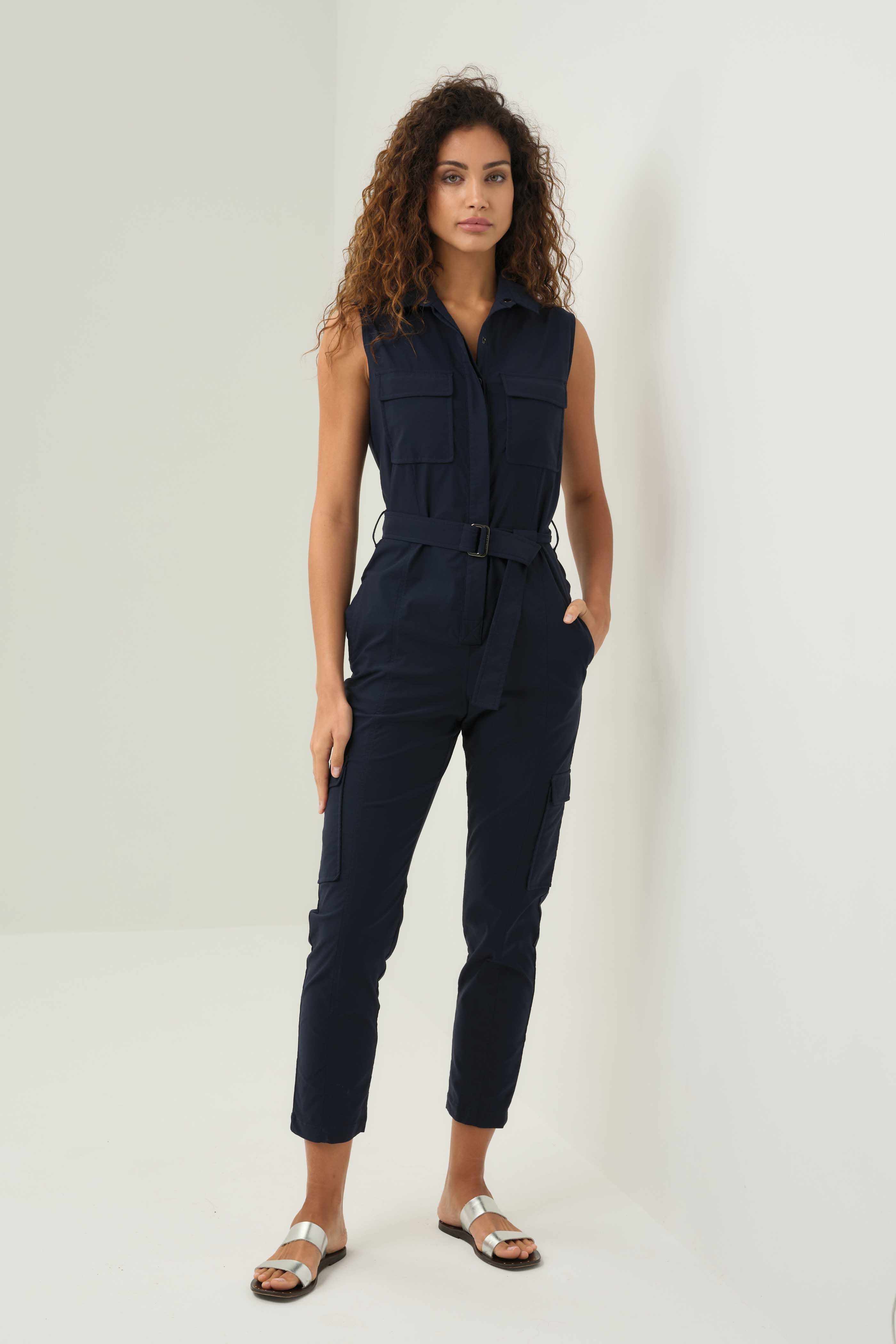 Lola Sleeveless Belted Utility Jumpsuit