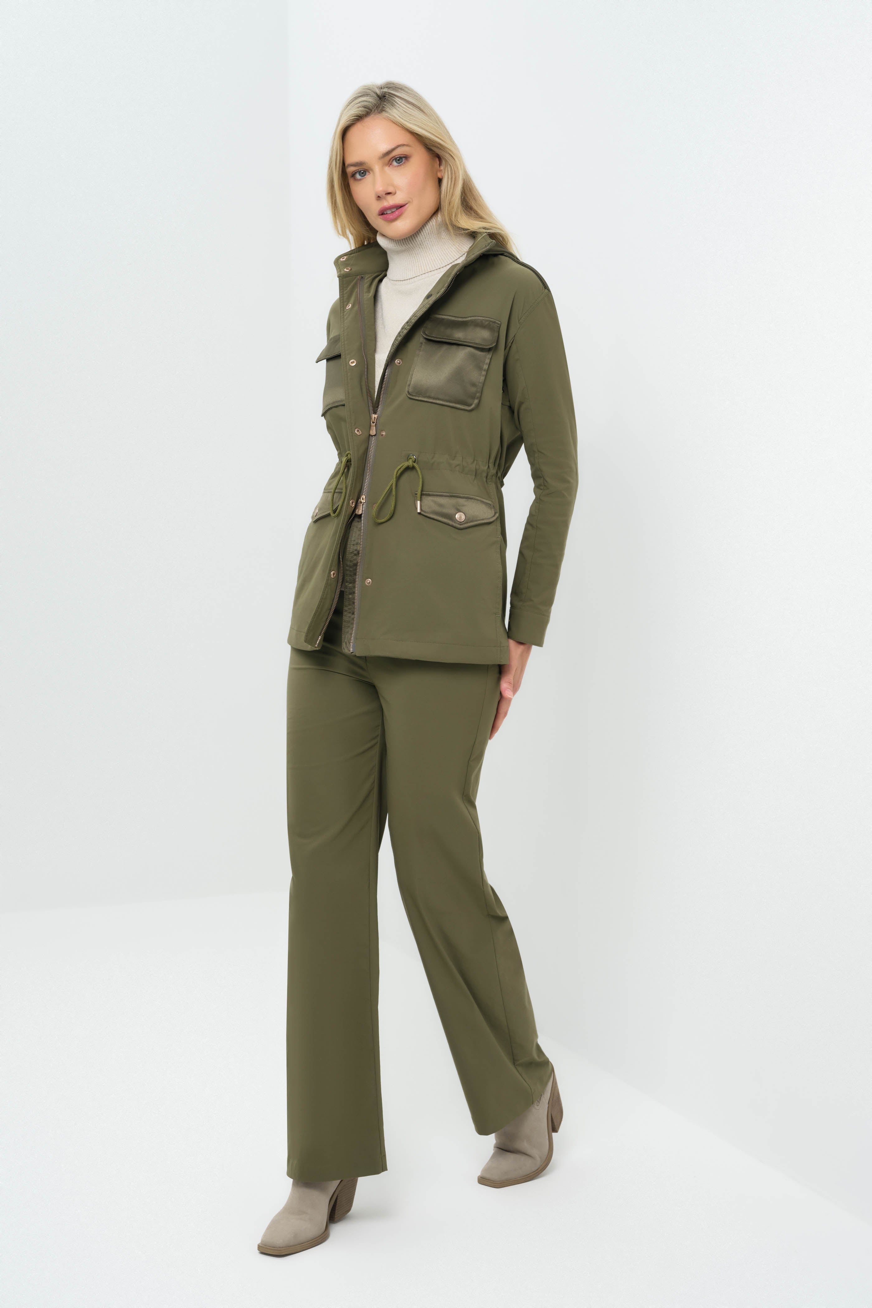 Courtney Mid Weight and Satin Oversized Utility Jacket