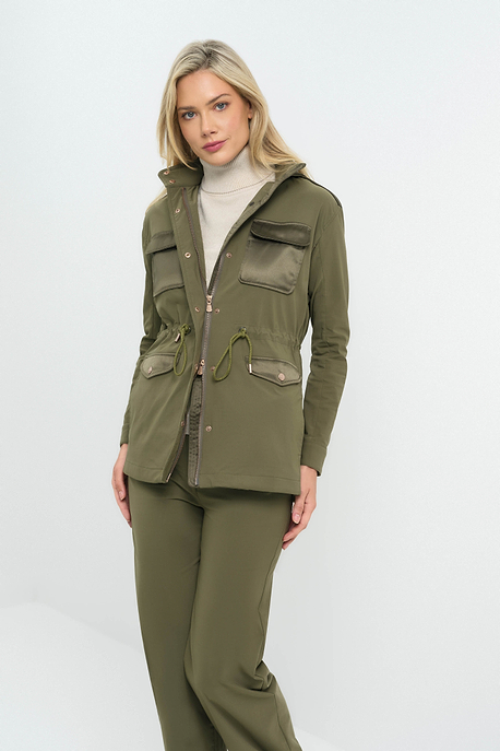 Courtney Mid Weight and Satin Oversized Utility Jacket